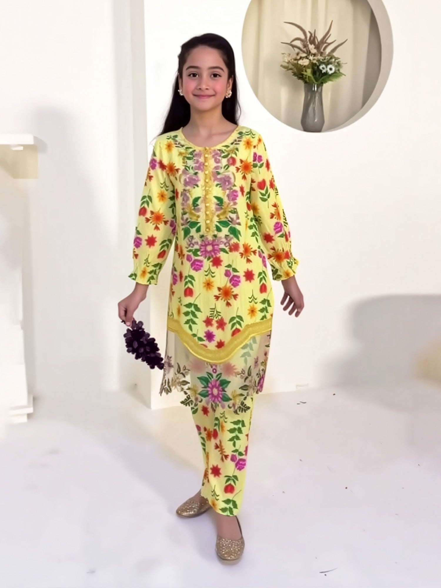 Kids Semi-Formal Lawn 2-Piece Suit - Yellow