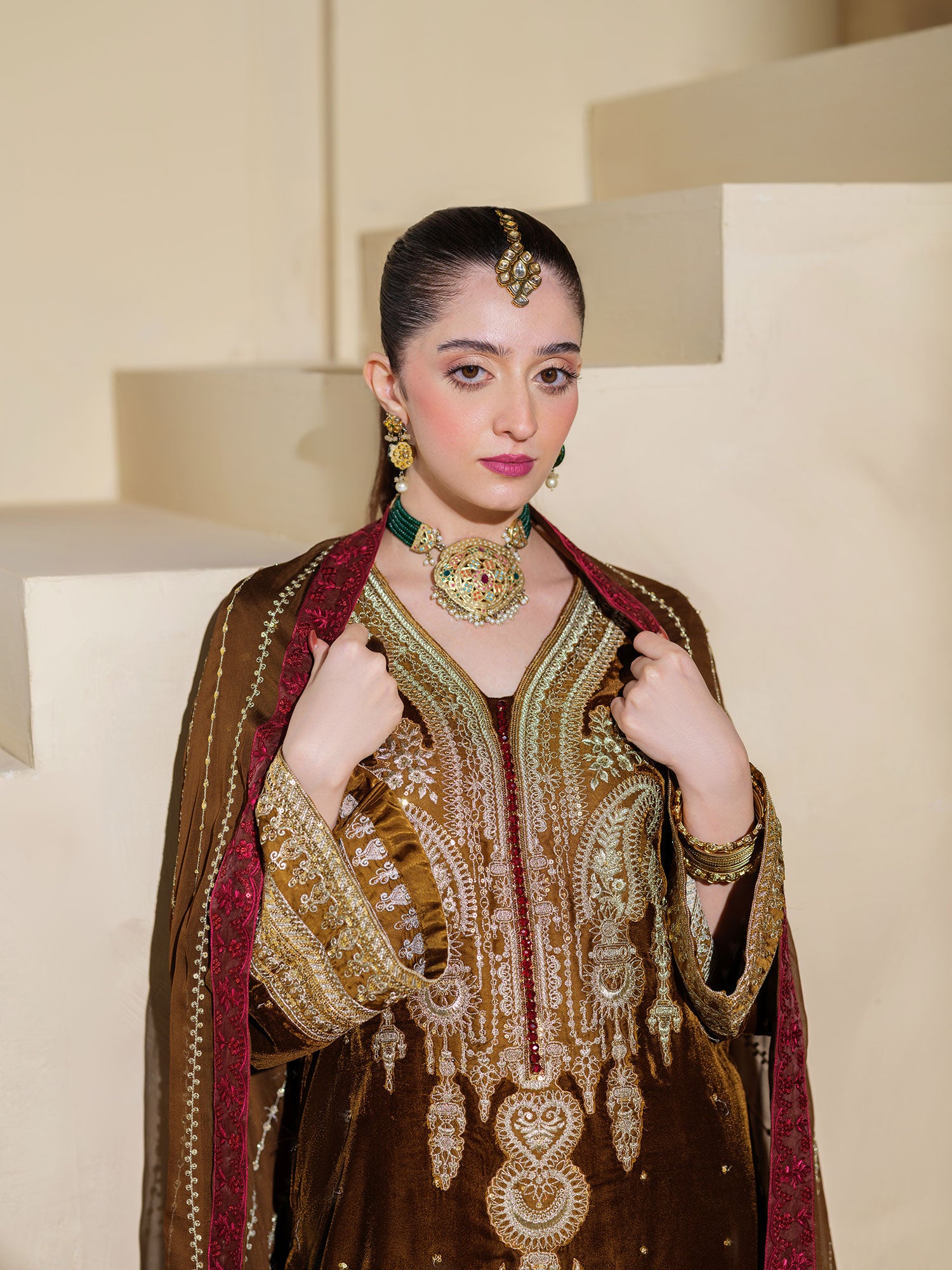 Heera's Premium Velvet 3-Piece Suit - Bronzo Reale Velvet