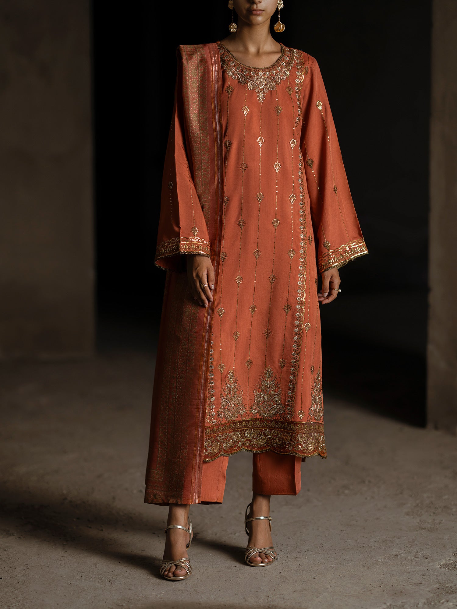 Casual Lite "Sham Vol II" Embroidered Silk-Viscose Suit - Sunset Radiance