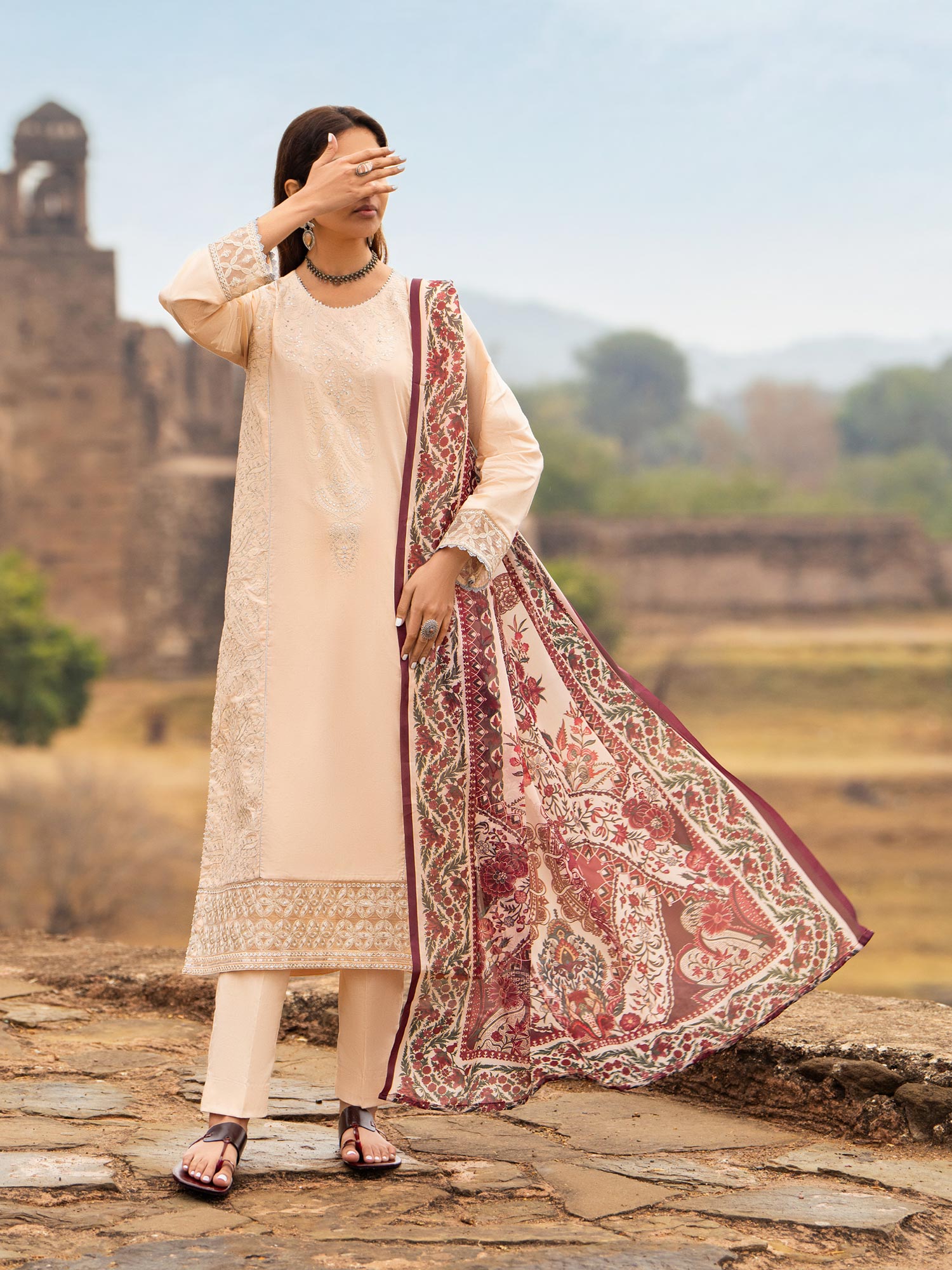 Casual Lite "Sky Stories" Summer Festive Suit - Beige Bloom