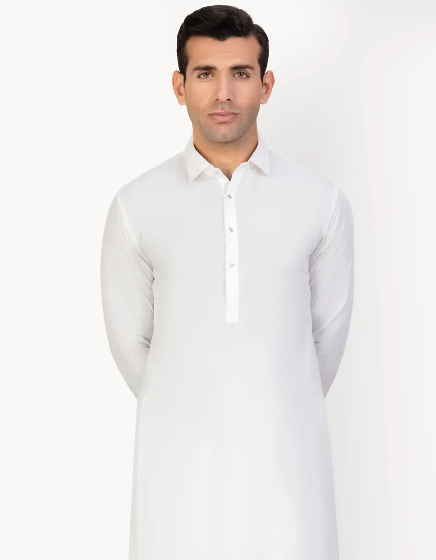 Mens White CVC Cotton Shalwar Kameez – MOMINA Designer Outfit