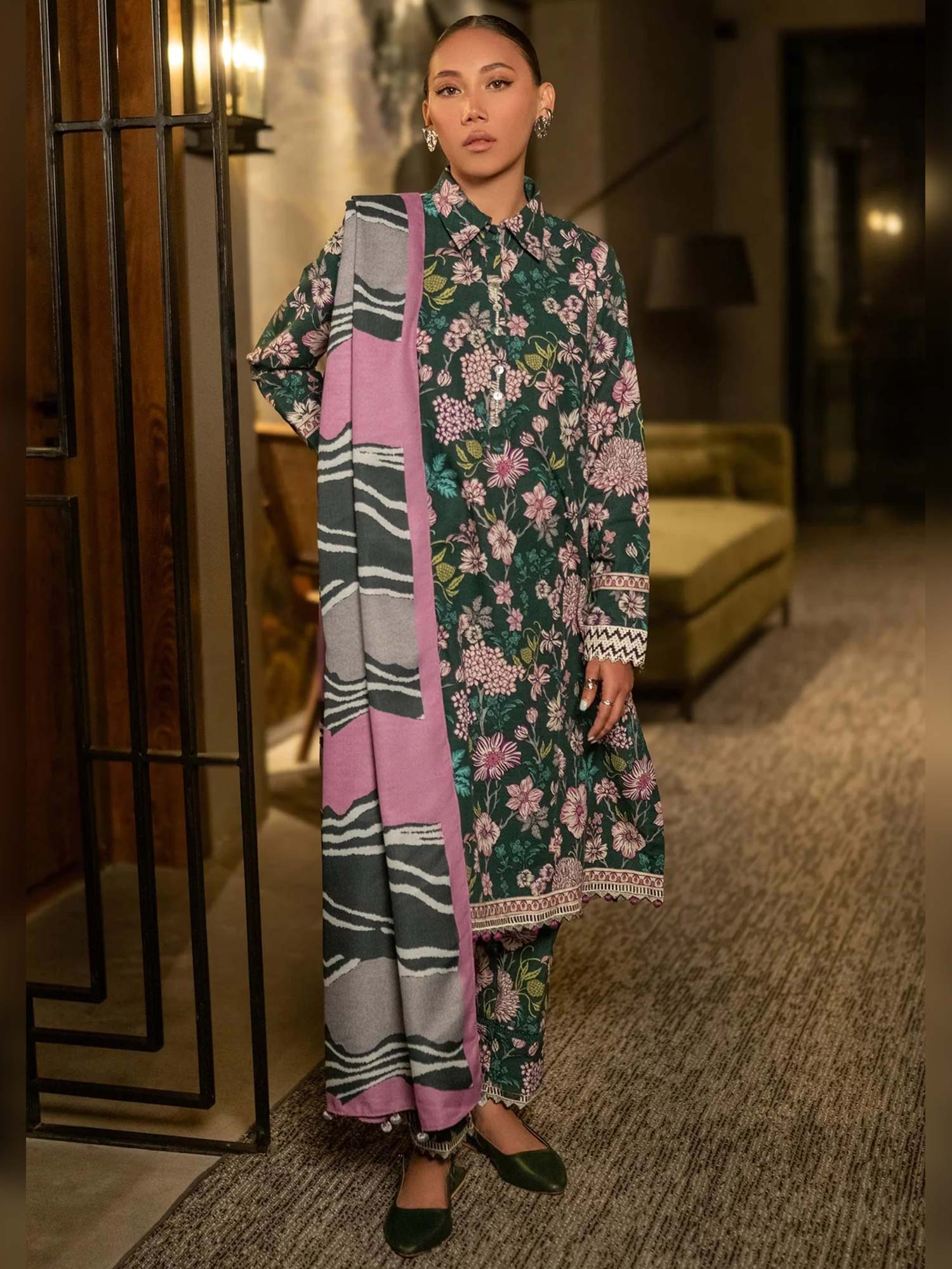 Maria.B Unstitched M.Basics Khaddar Suit (504-B) - Green