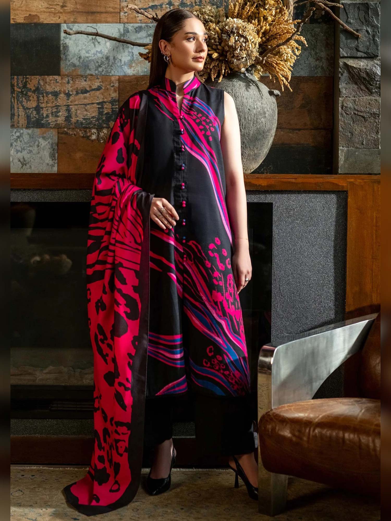 Maria.B Unstitched M.Basics Khaddar Suit (510-B) - Black