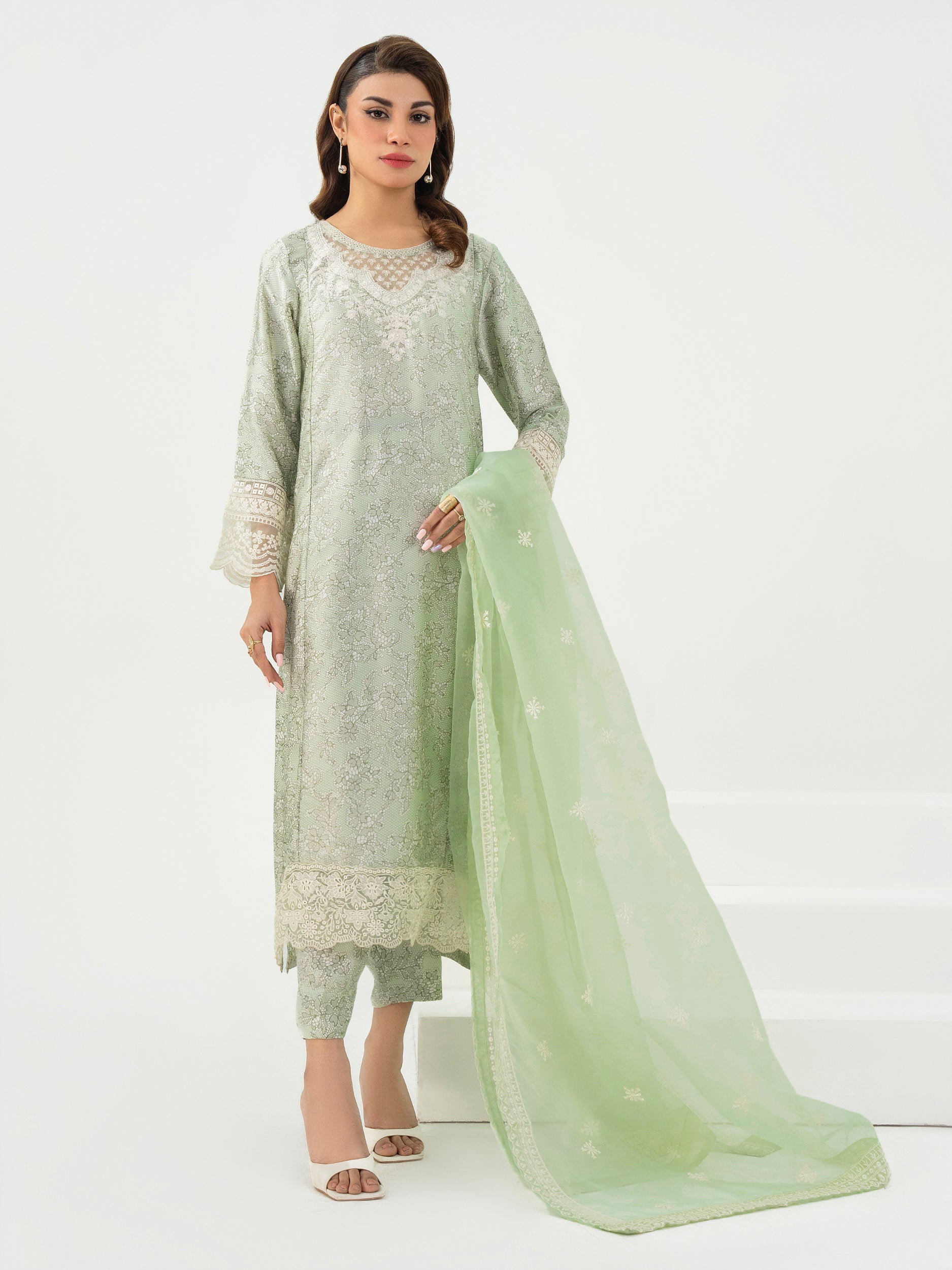 Limelight Mint Green Silk 3-Piece Suit (A0614SU) MOMINA - Designer Outfit Collection Limelight Mint Green Silk 3-Piece Suit (A0614SU) MOMINA - Designer Outfit Collection