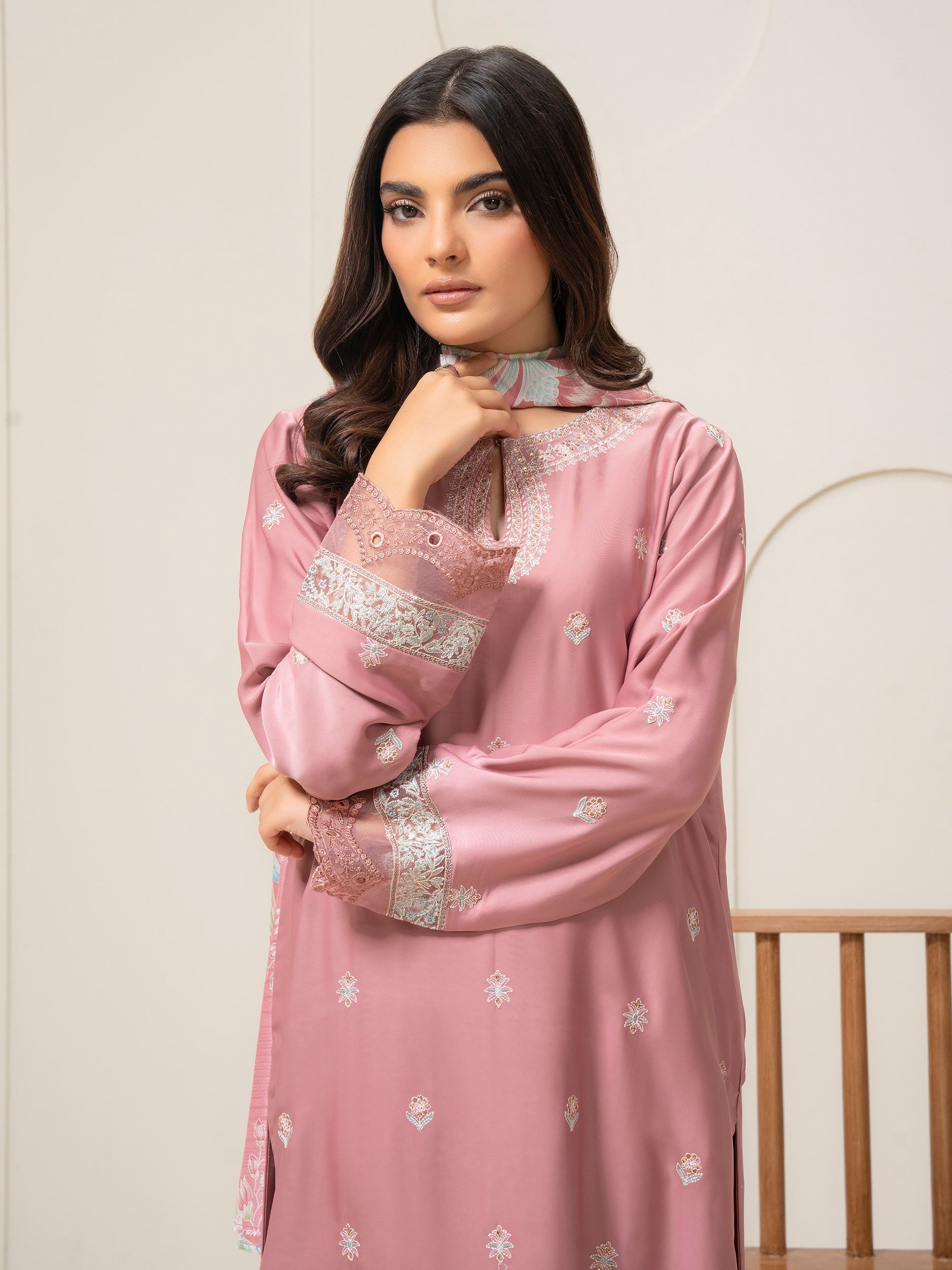 Limelight Pink Silk 3-Piece Suit (A0721SU)