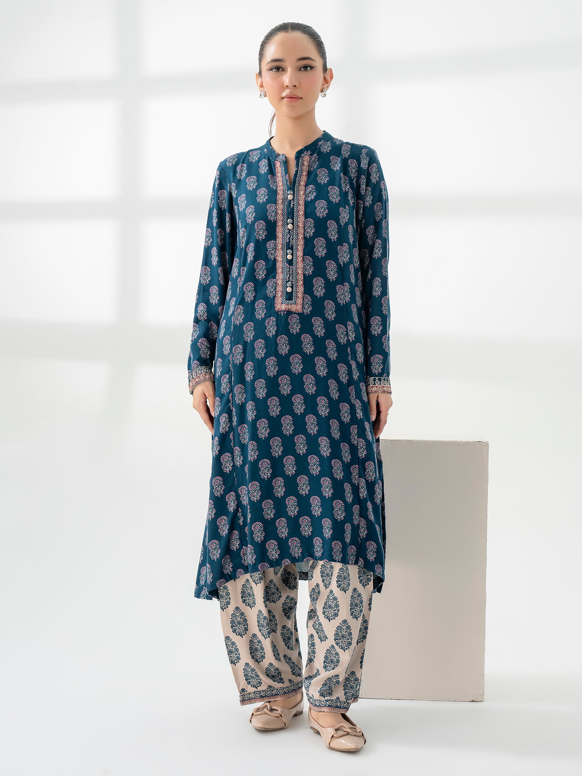 Limelight Teal Marina Embroidered 2-Piece Suit (A0727ST)