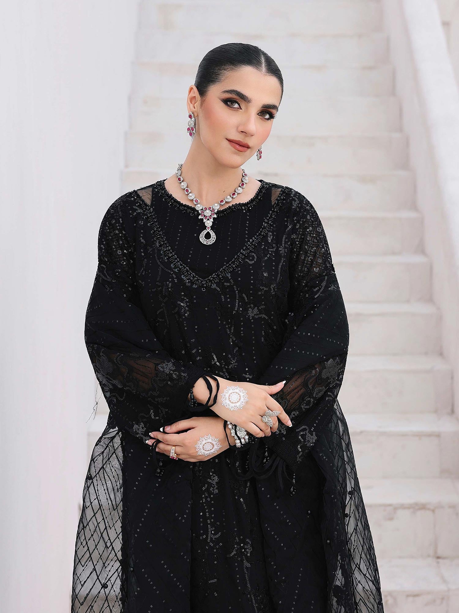 Ally's Black Chiffon Suit (AL-4242)