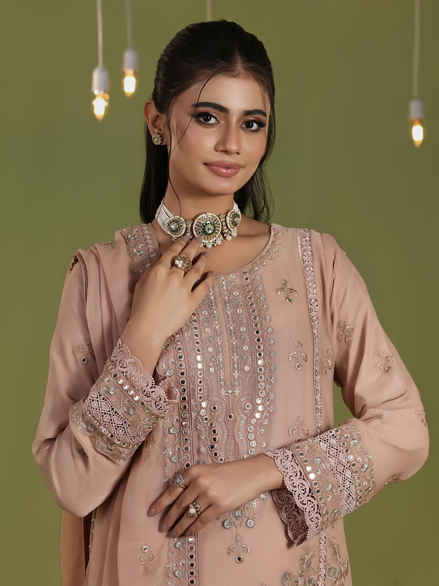 Wardah Uzair "Chiffon Breeze" Lux Embroidered Chiffon Suit - Aurora