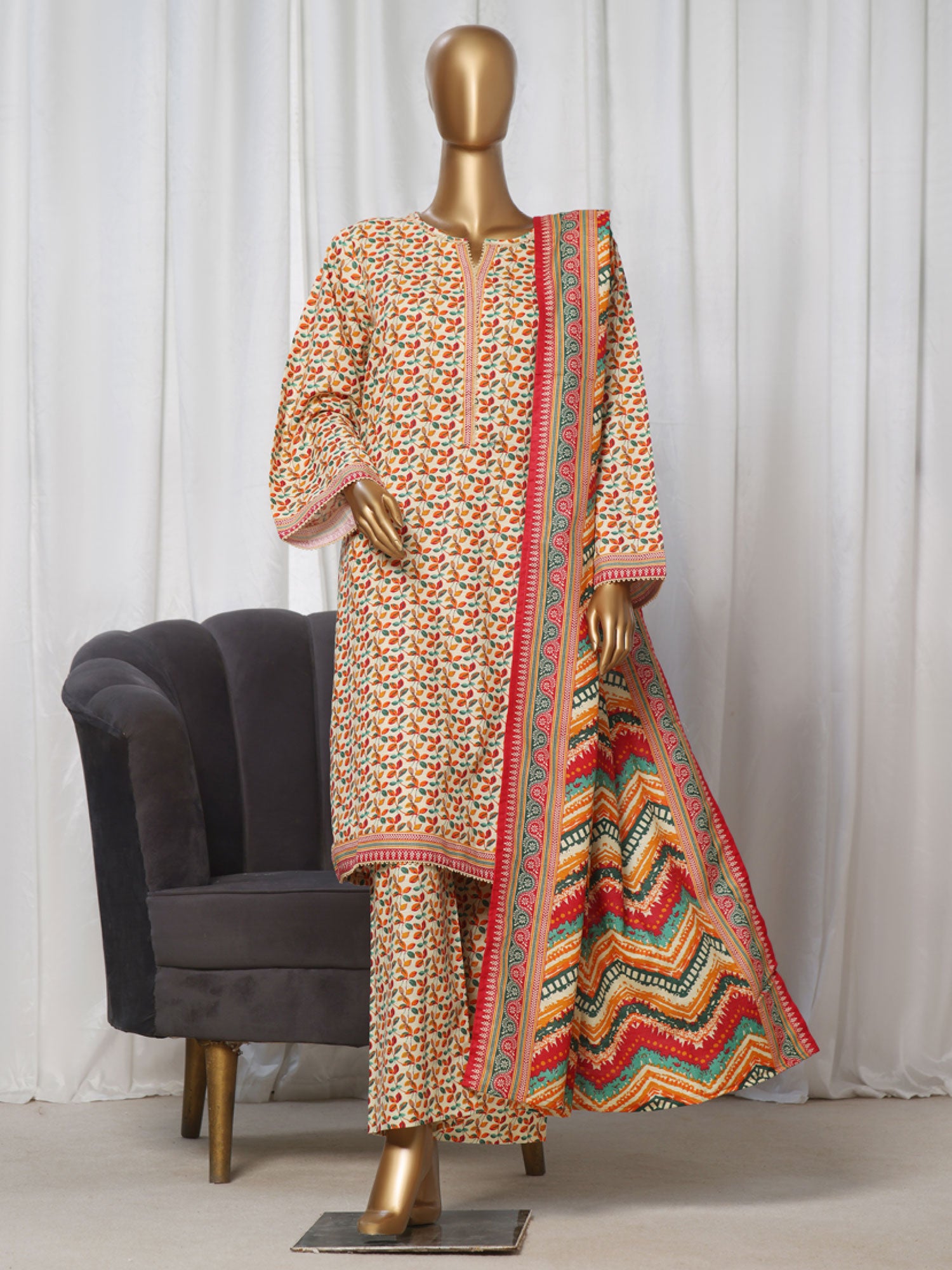 Bin Saeed Khaddar Multi 3-Piece Suit