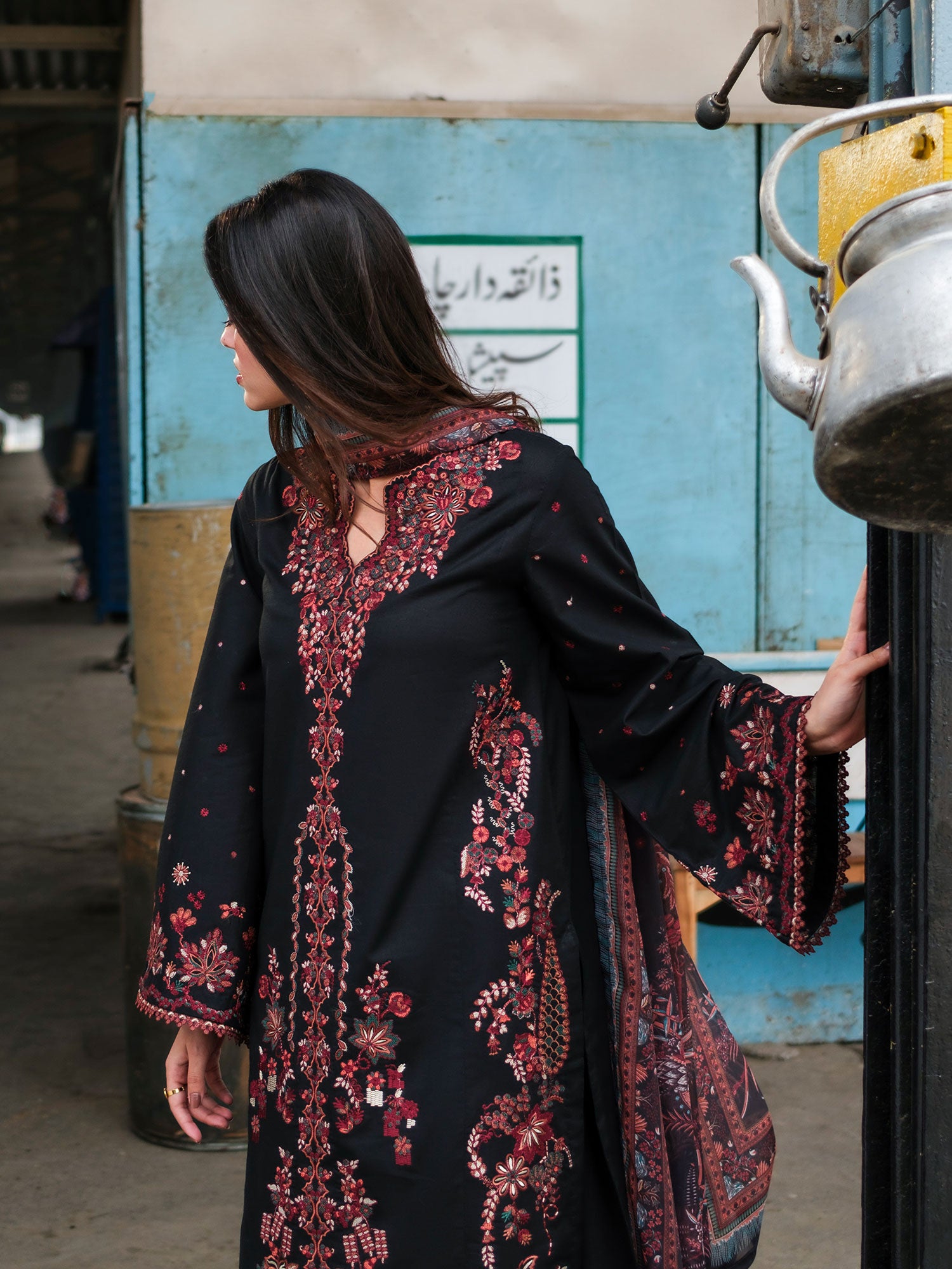 Casual Lite "Safarnama" Premium Embroidered Lawn Suit - Black