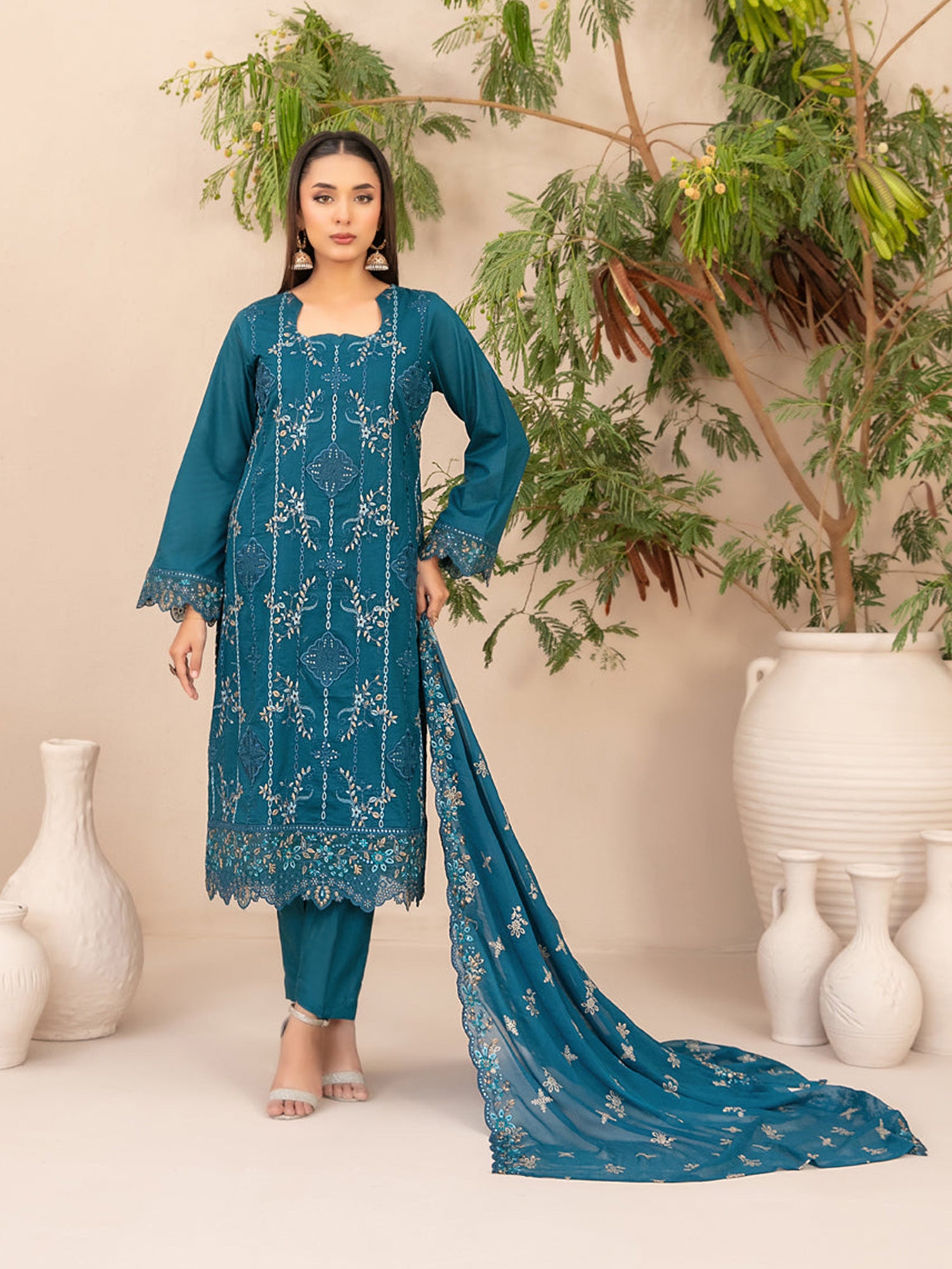 Tawakkal "Simay" Embroidered Lawn Suit (D1452) - Teal