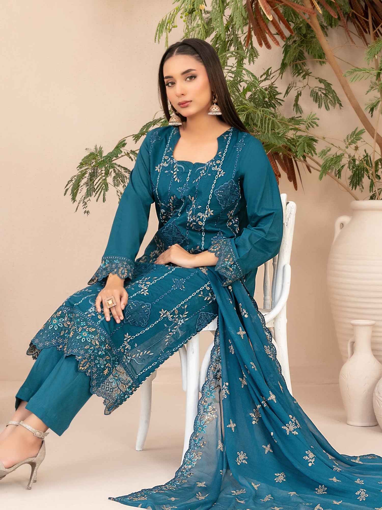 Tawakkal "Simay" Embroidered Lawn Suit (D1452) - Teal