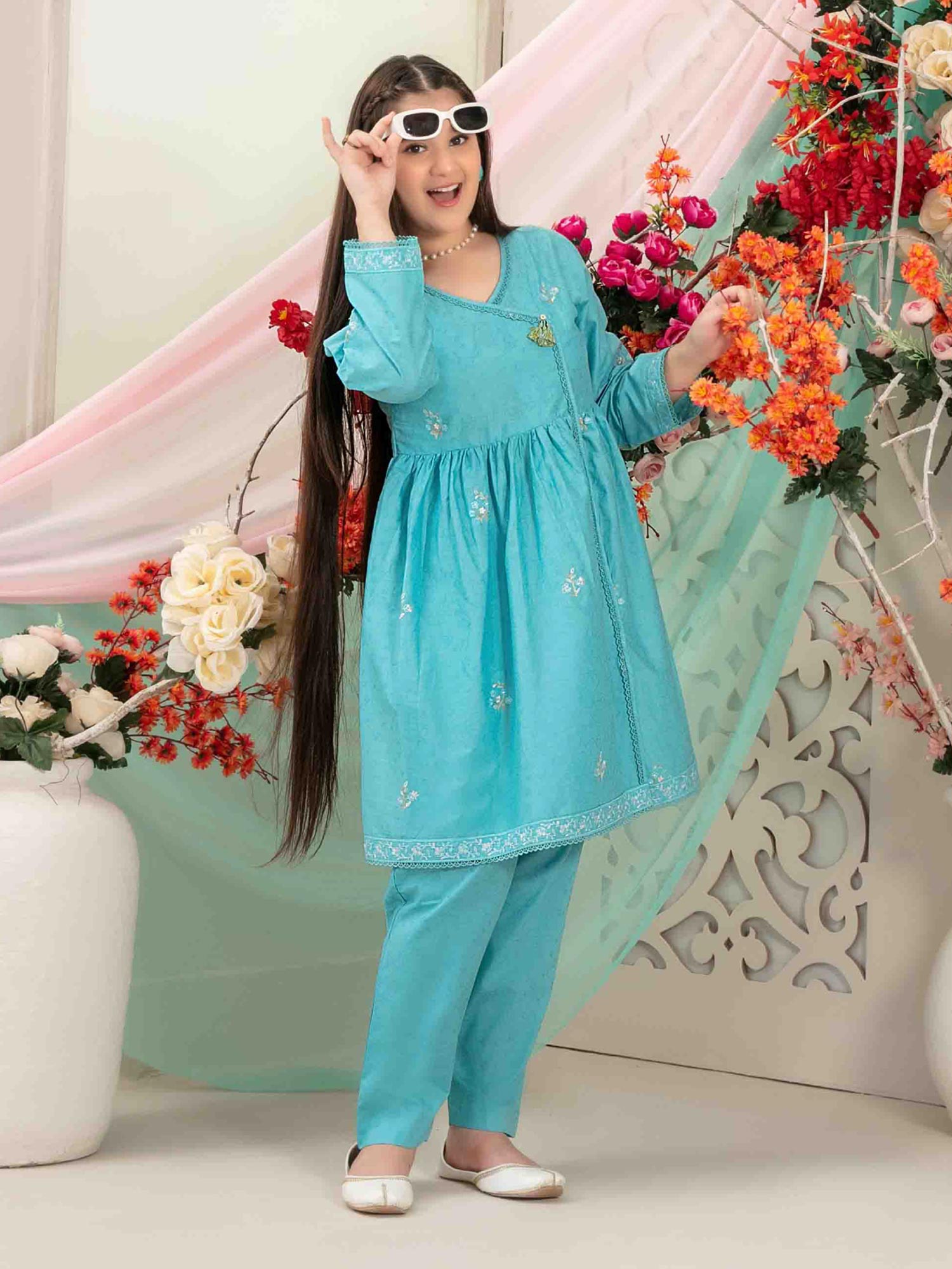 Tawakkal Kids "Raunaq" Lawn Jacquard Suit (D1666) - Turquoise