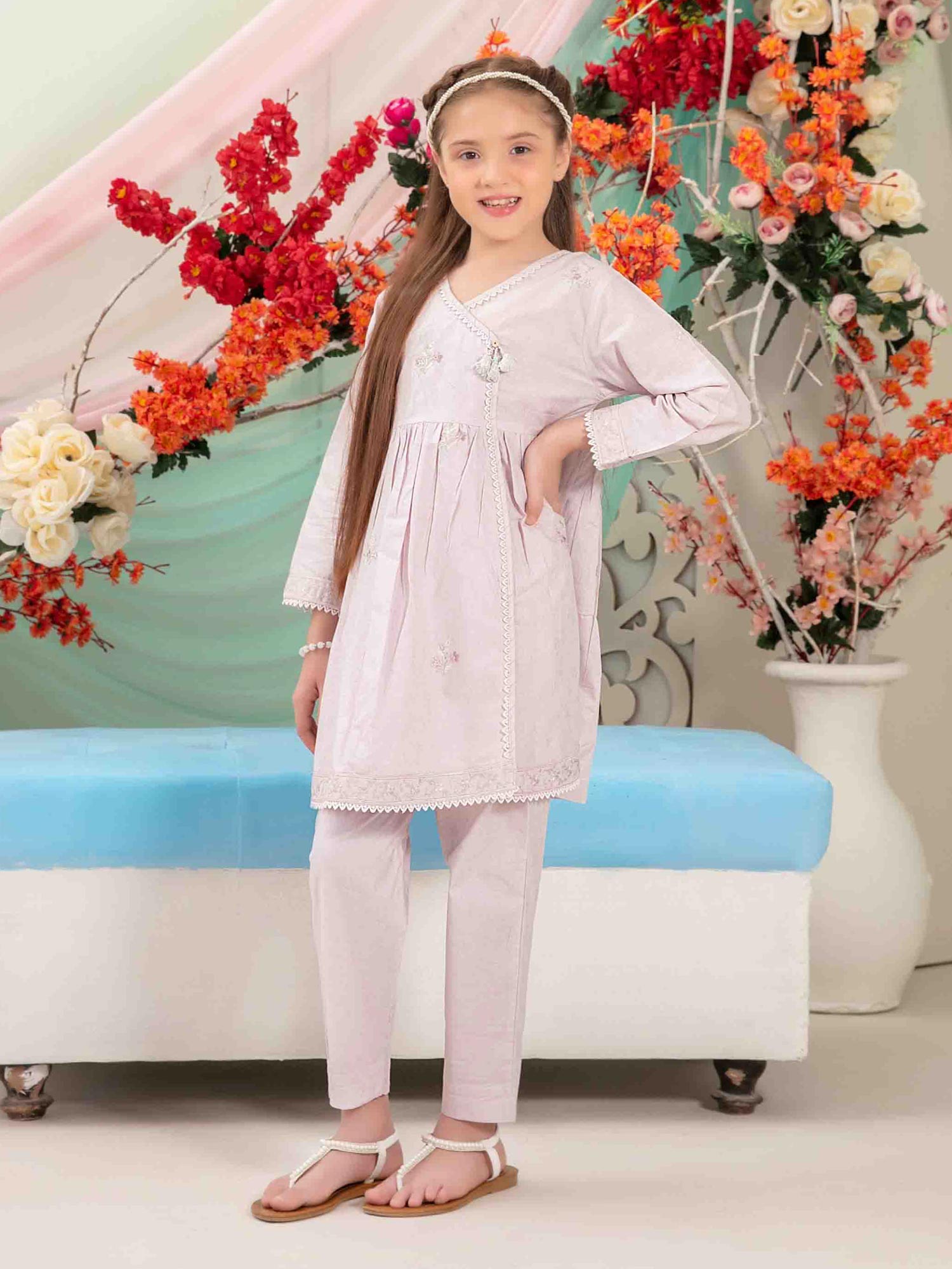 Tawakkal Kids "Raunaq" Lawn Jacquard Suit (D1667) - Light Purple