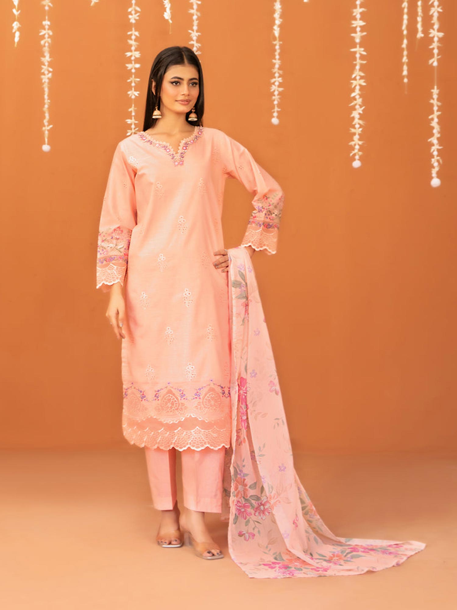 Tawakkal "Chaashni" Embroidered Lawn Suit (D3139) - Peach