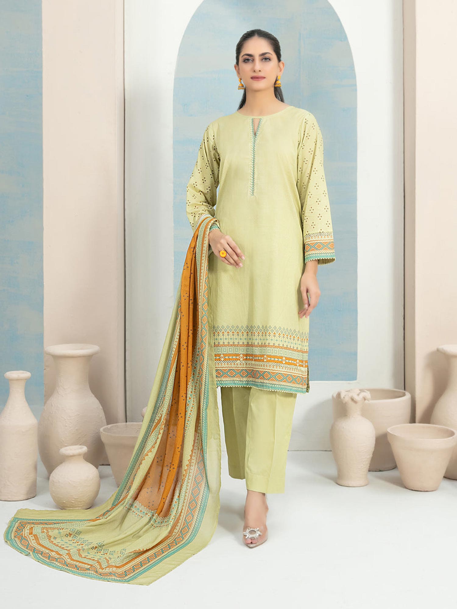 Tawakkal "Hafa" 3-Piece Lawn Suit (D3640) - Light Green