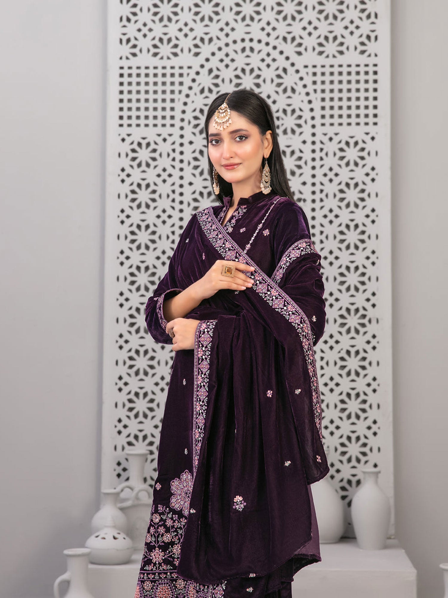 Tawakkal "Velvora" Luxury Velvet 3-Piece Suit (D4926) - Purple