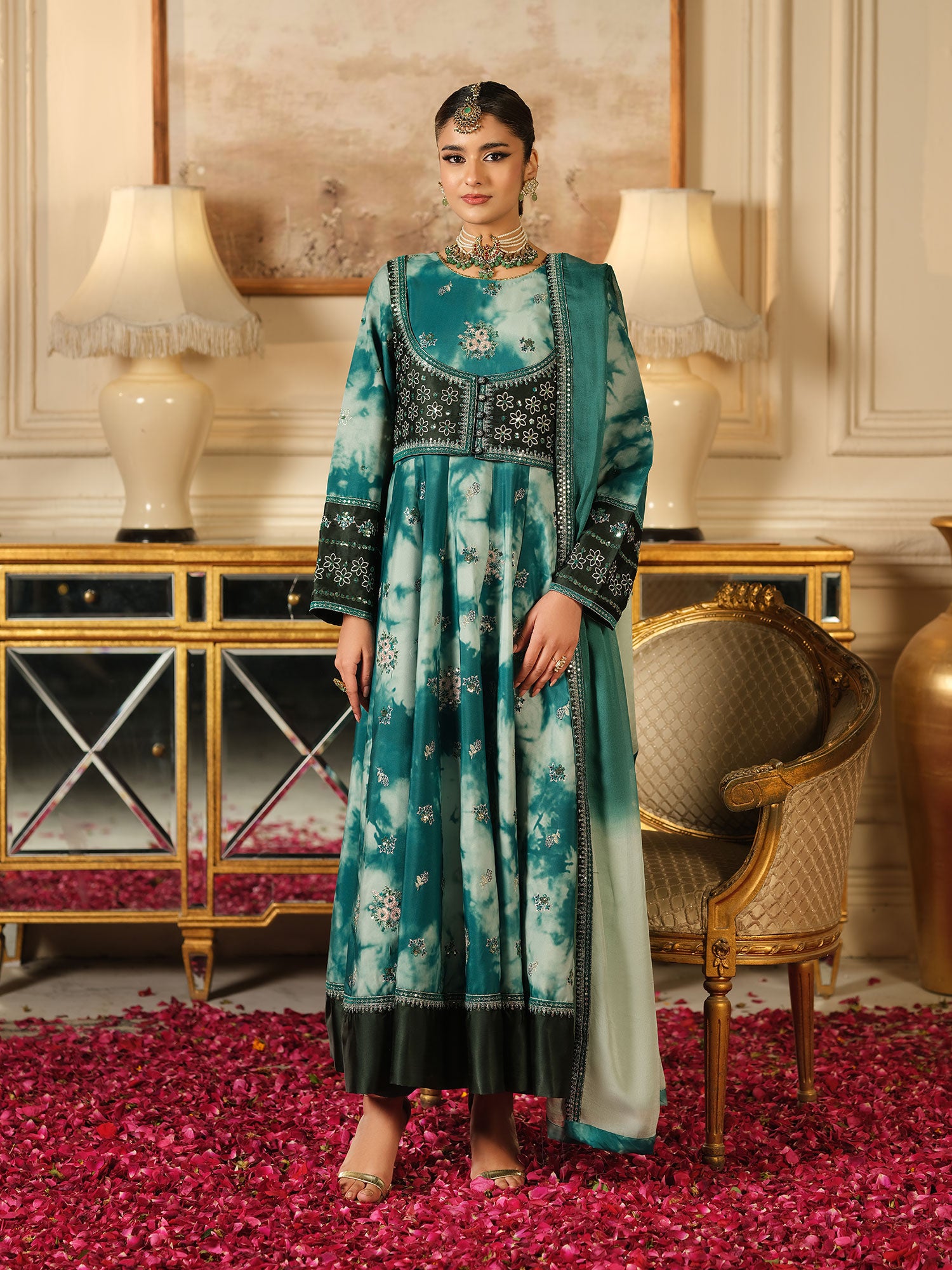 Heera's Embroidered Cambric Cotton 3-Piece Suit - Royal Fiorenza