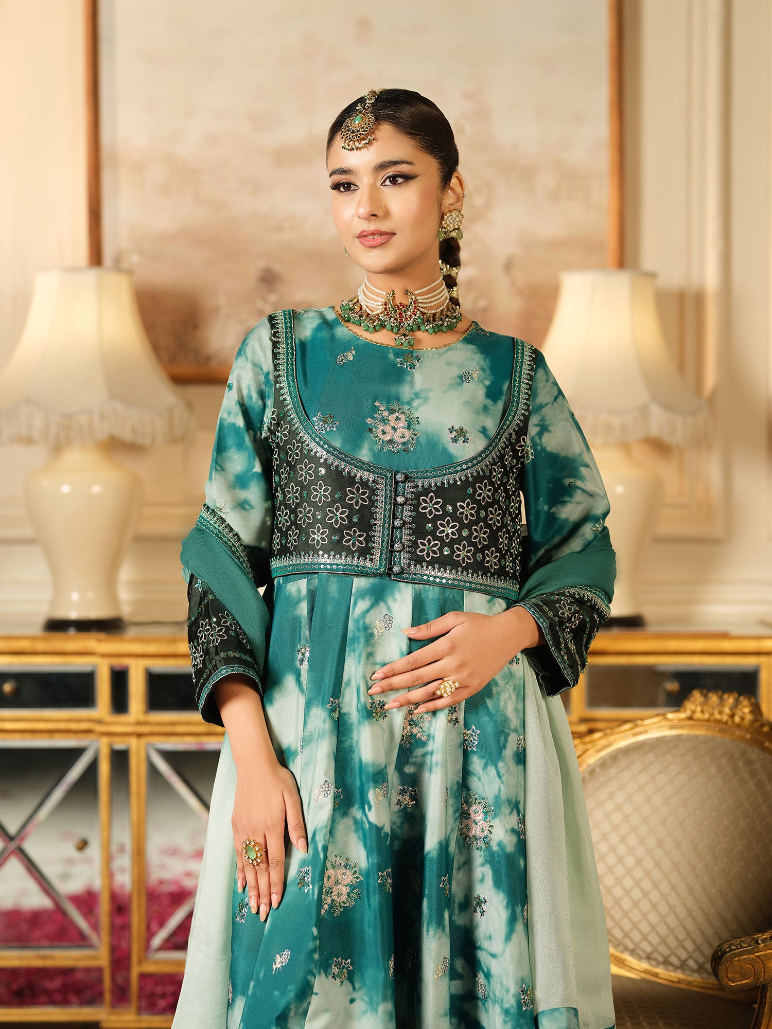 Heera's Embroidered Cambric Cotton 3-Piece Suit - Royal Fiorenza