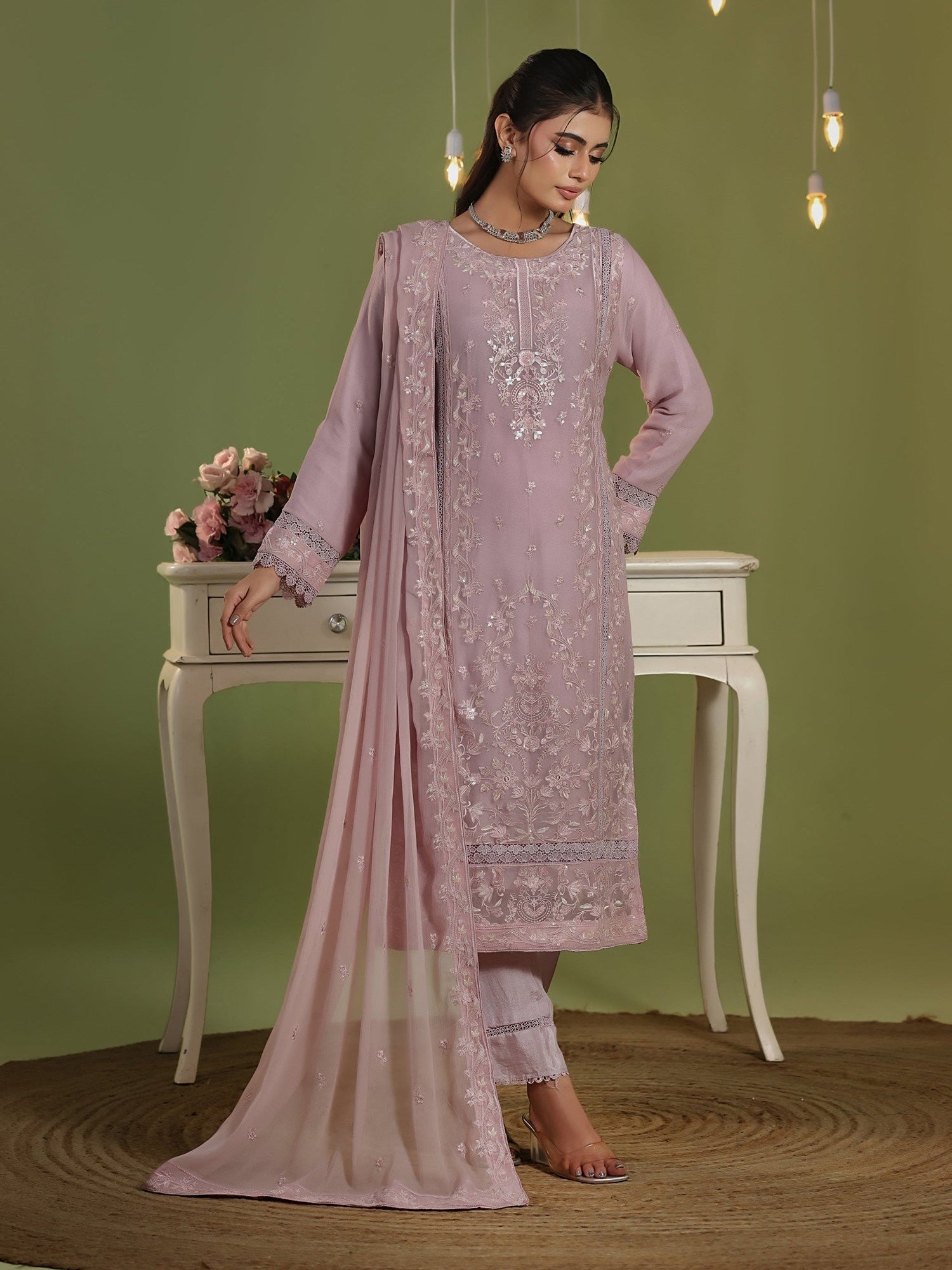 Wardah Uzair "Chiffon Breeze" Lux Embroidered Chiffon Suit - Dreamliner