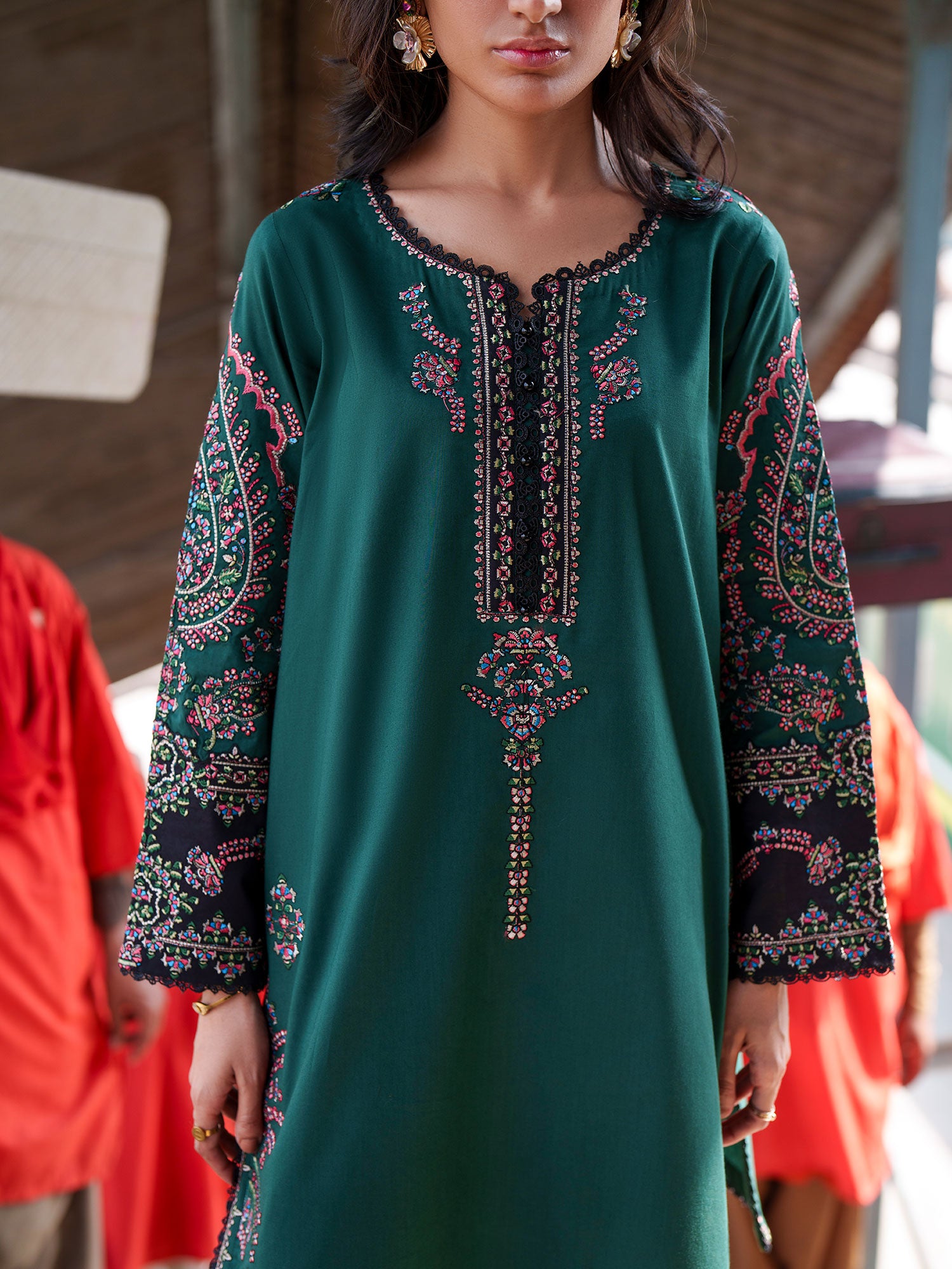 Casual Lite "Safarnama" Premium Embroidered Lawn Suit - Dark Green