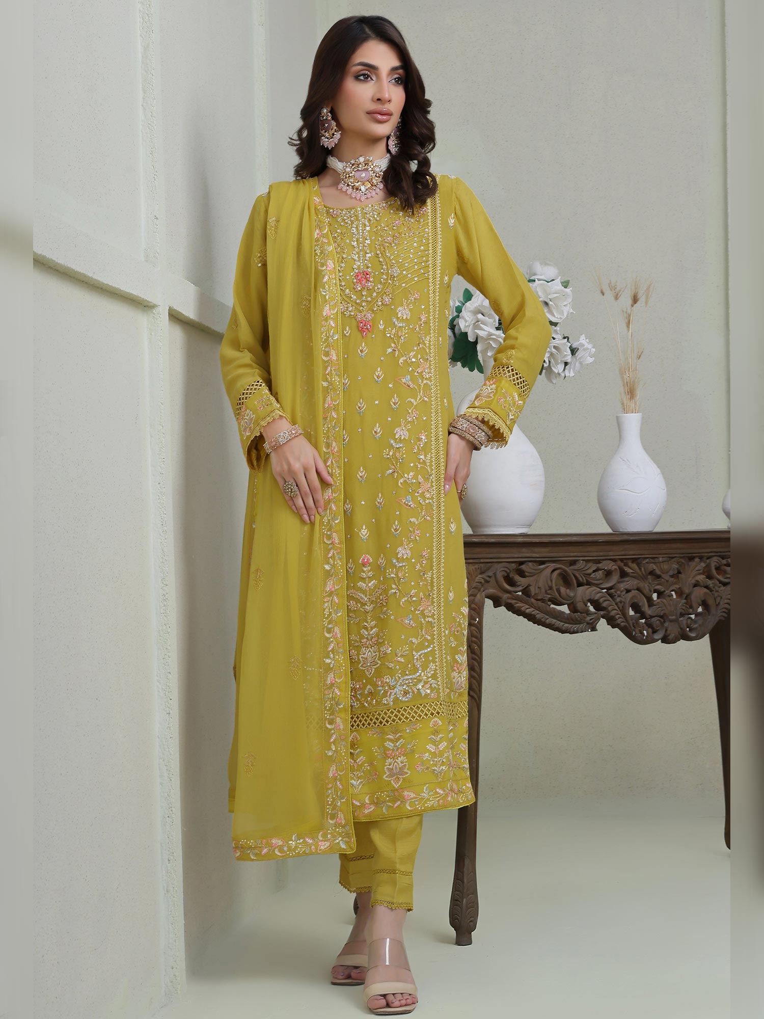 Wardah Uzair "Festive Soiree" Lux Embroidered Chiffon Suit - Glitz