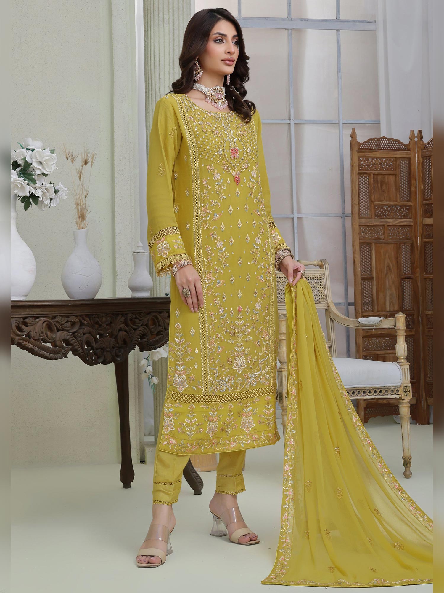 Wardah Uzair "Festive Soiree" Lux Embroidered Chiffon Suit - Glitz