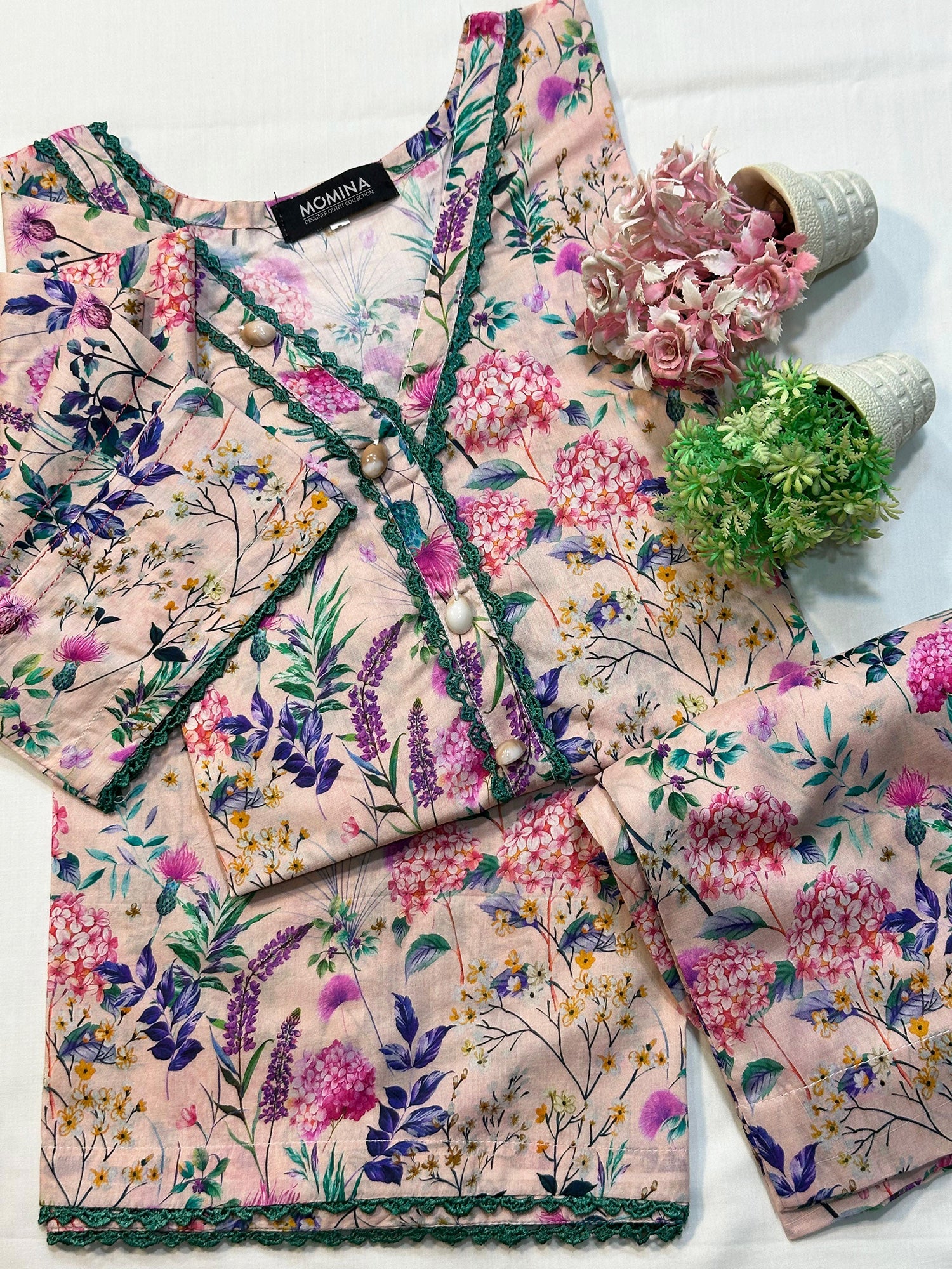 Beige Floral Casual Printed Lawn 2-Piece Suit