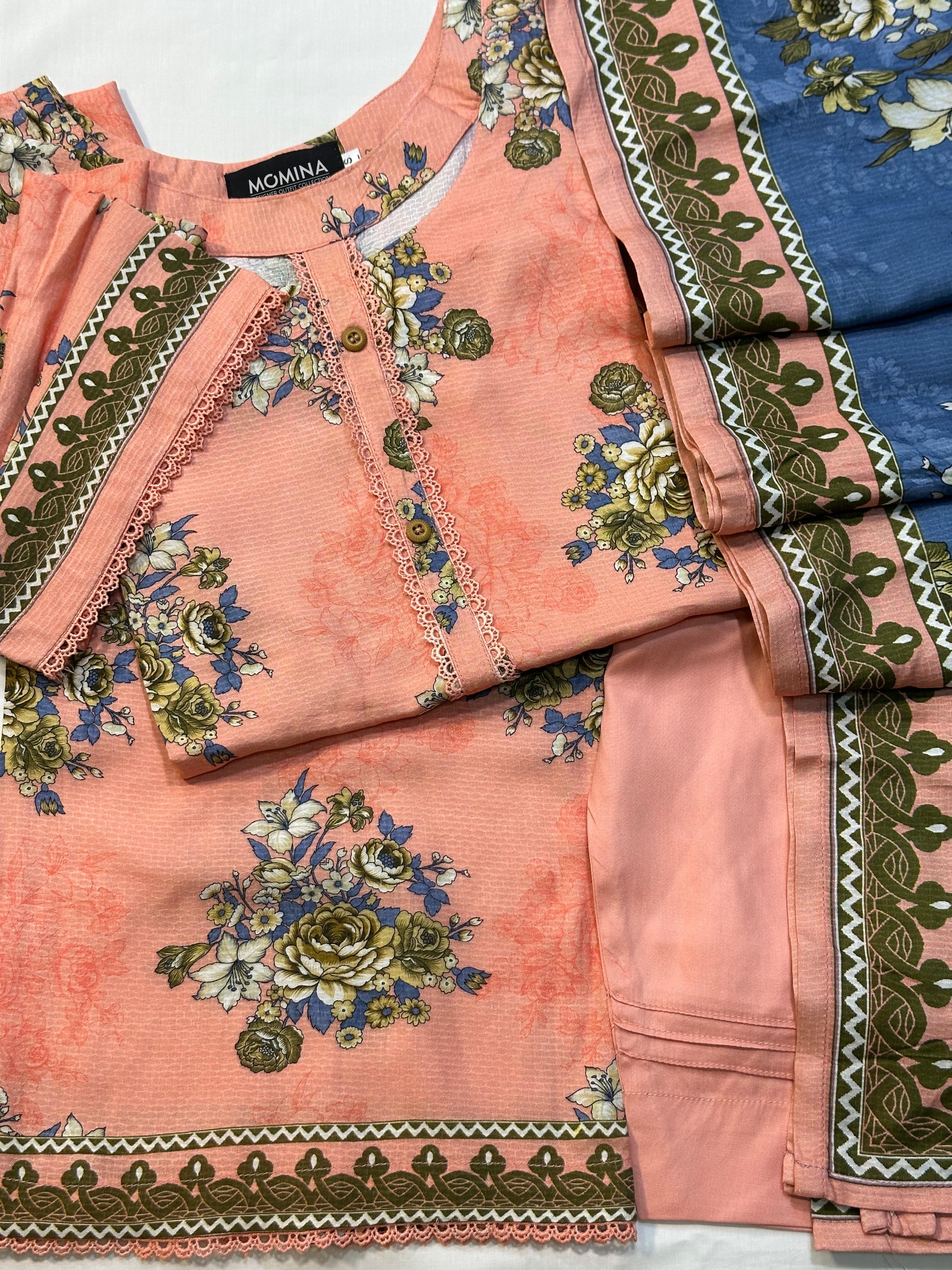 Coral Pink Casual Winter Linen 3-Piece Suit