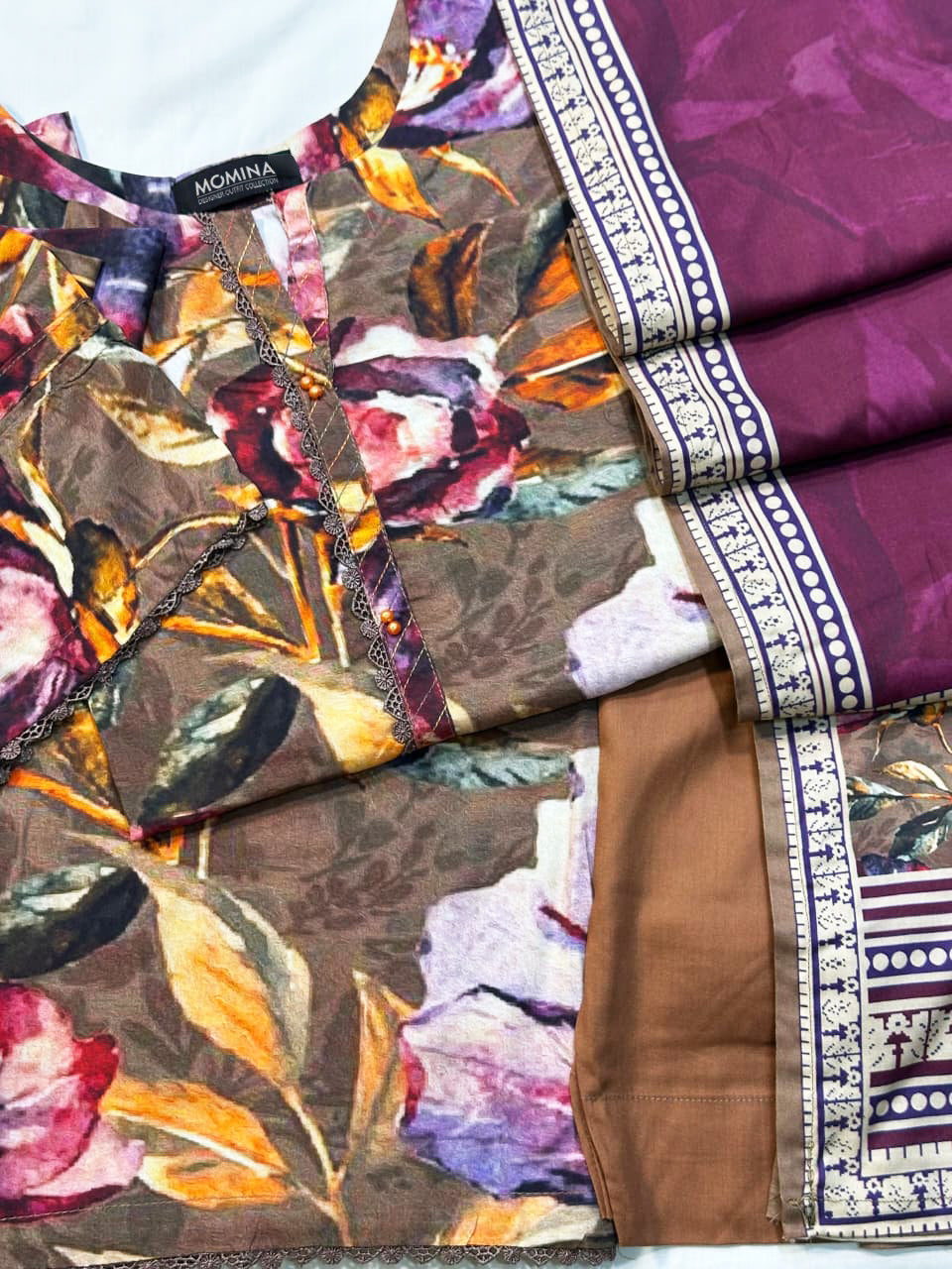 Brown Casual Winter Linen 3-Piece Suit