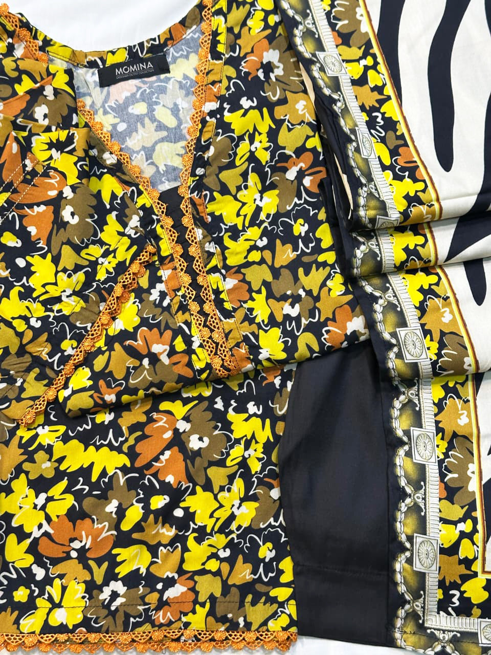 Black & Yellow Casual Winter Linen 3-Piece Suit