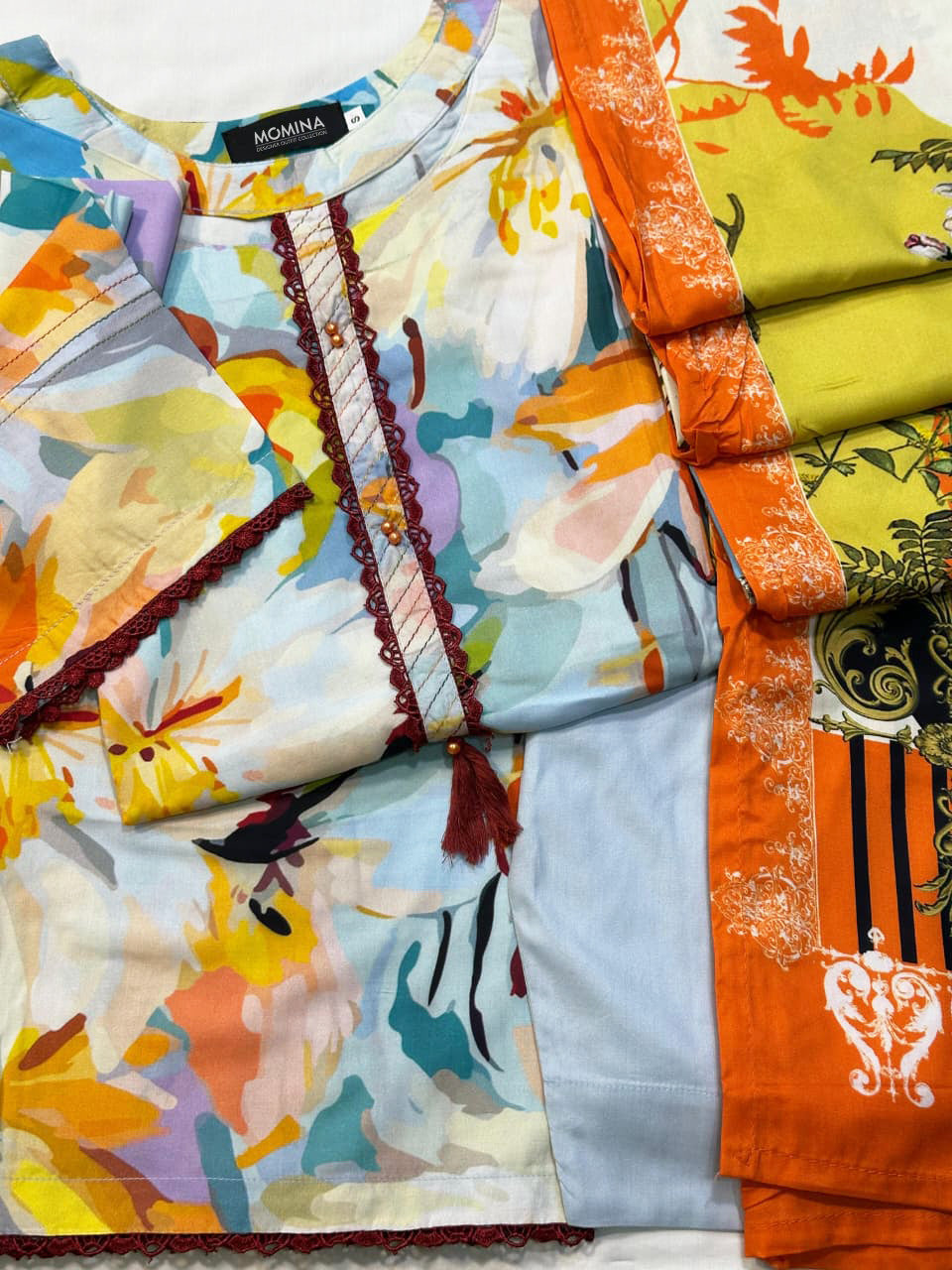 Light Blue Casual Winter Linen 3-Piece Suit