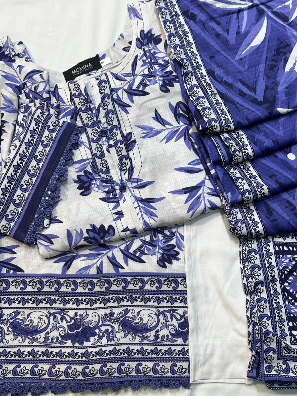 Blue & White Winter Slub Linen Casual 3-Piece Suit