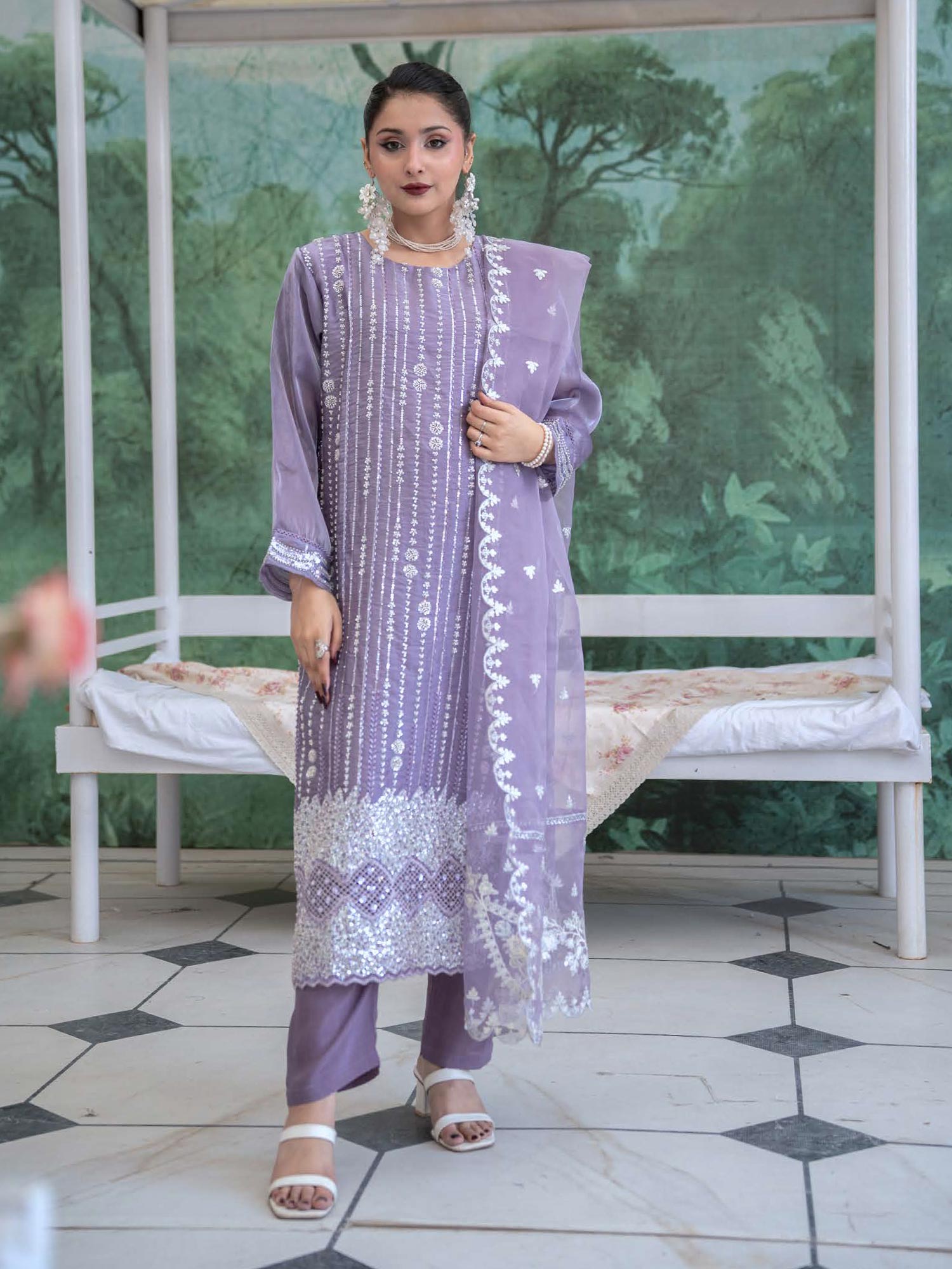 Rangz Sheesha Silk Lux 3-Piece Suit - Lavender