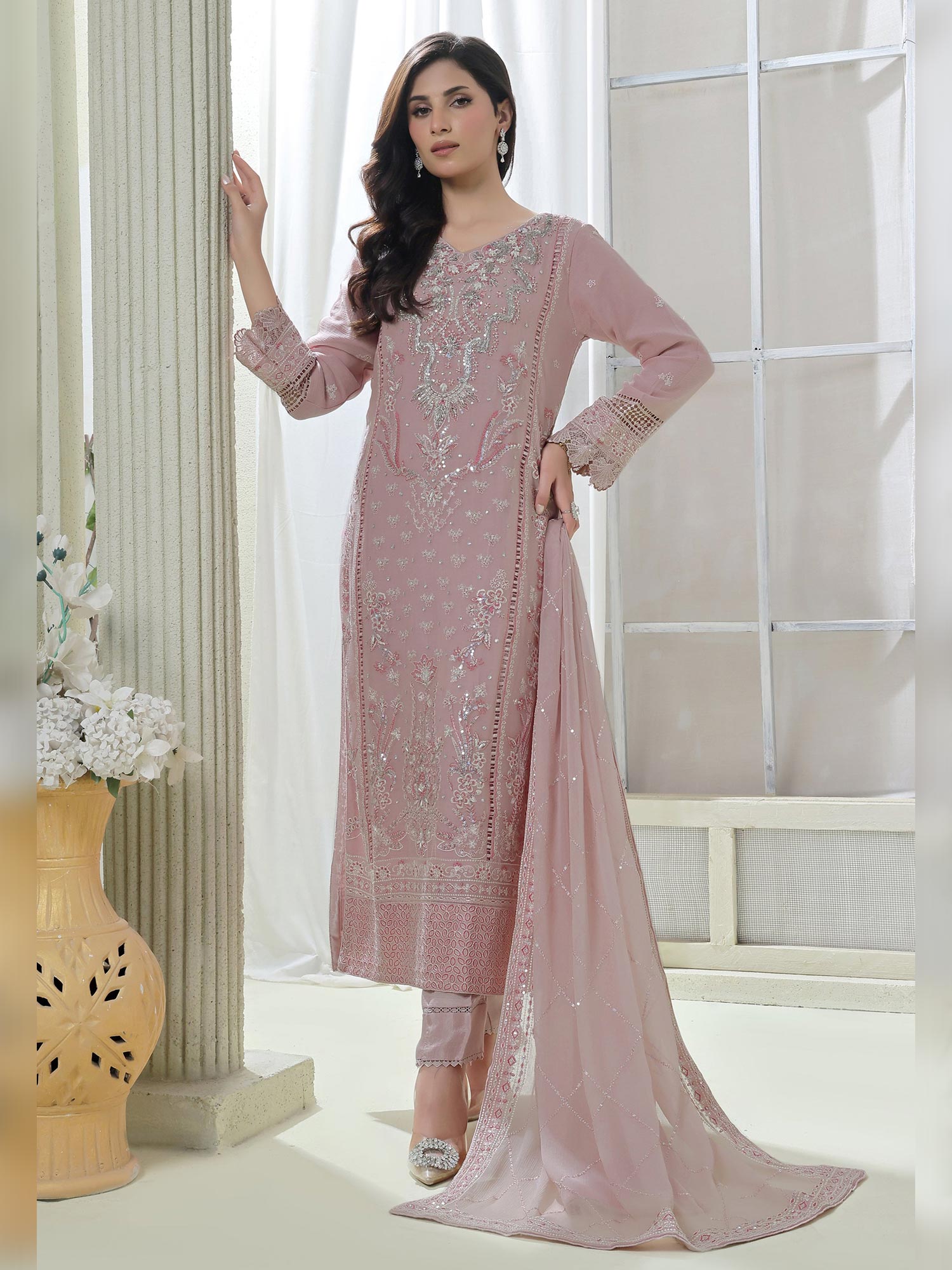 Wardah Uzair "Festive Soiree" Lux Embroidered Chiffon Suit - Lustre