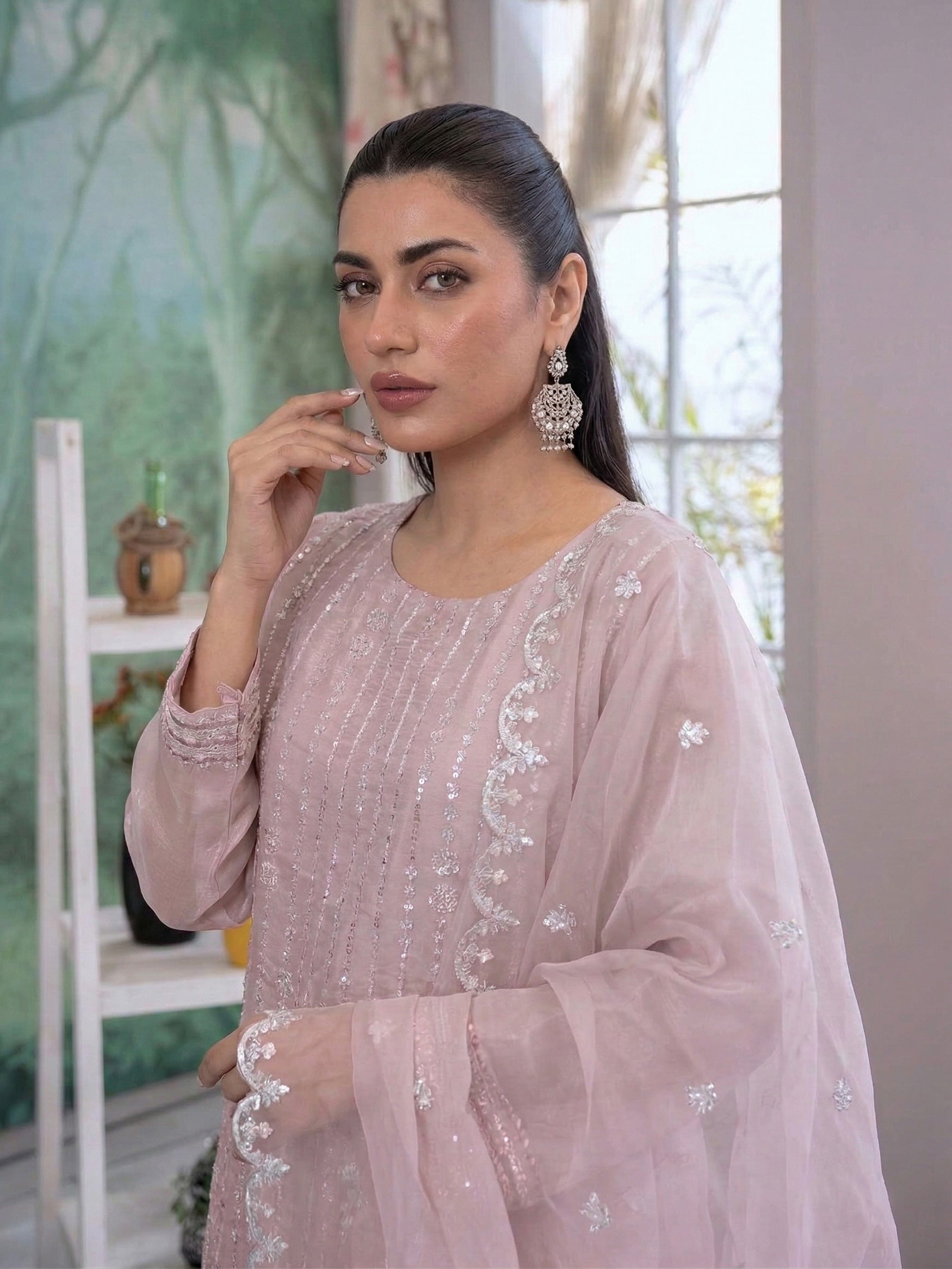 Rangz Sheesha Silk Lux 3-Piece Suit - Light Mauve