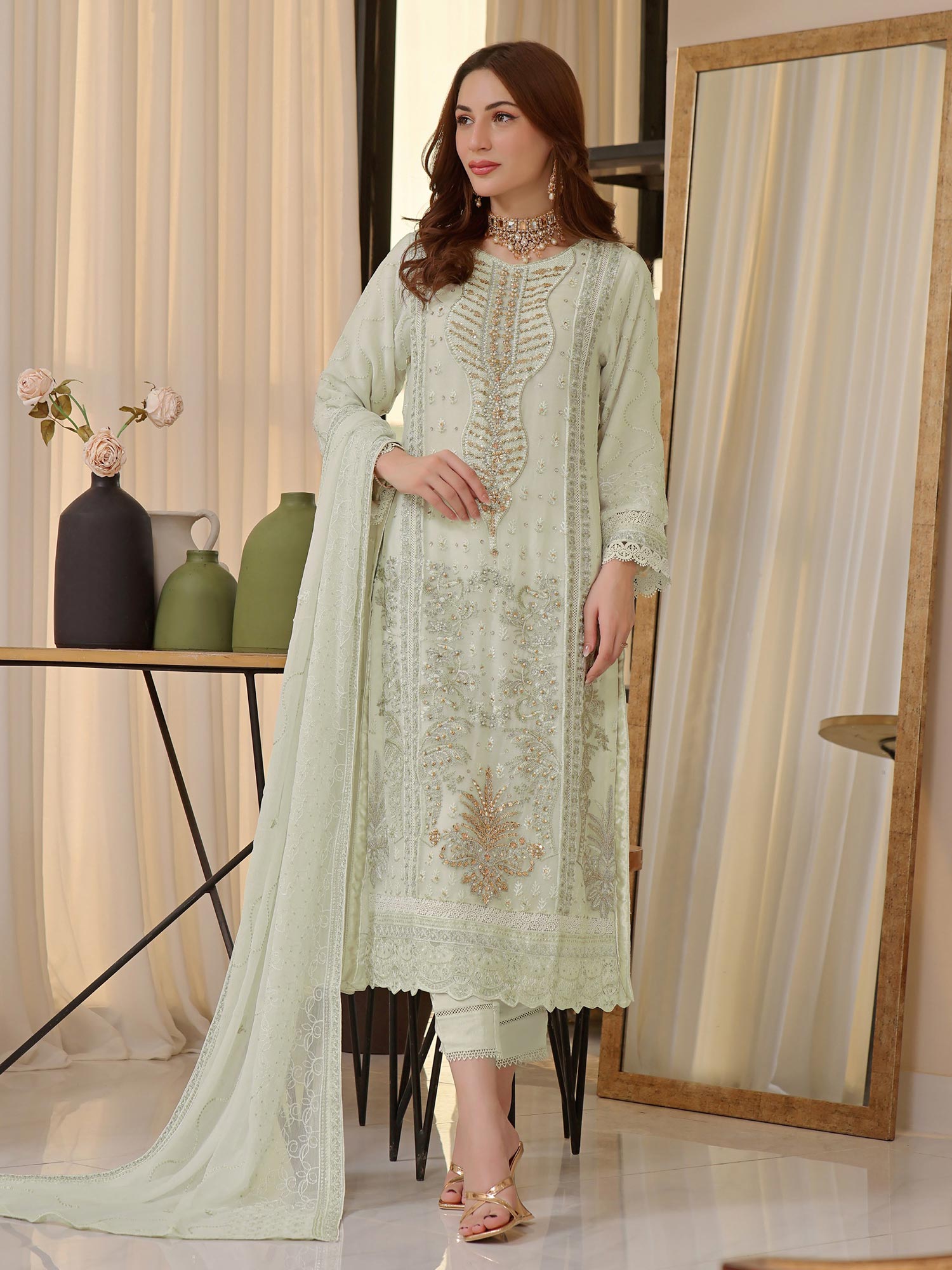 Wardah Uzair "Baag-e-Bahar" Luxury Embroidered Chiffon Suit - Mehak