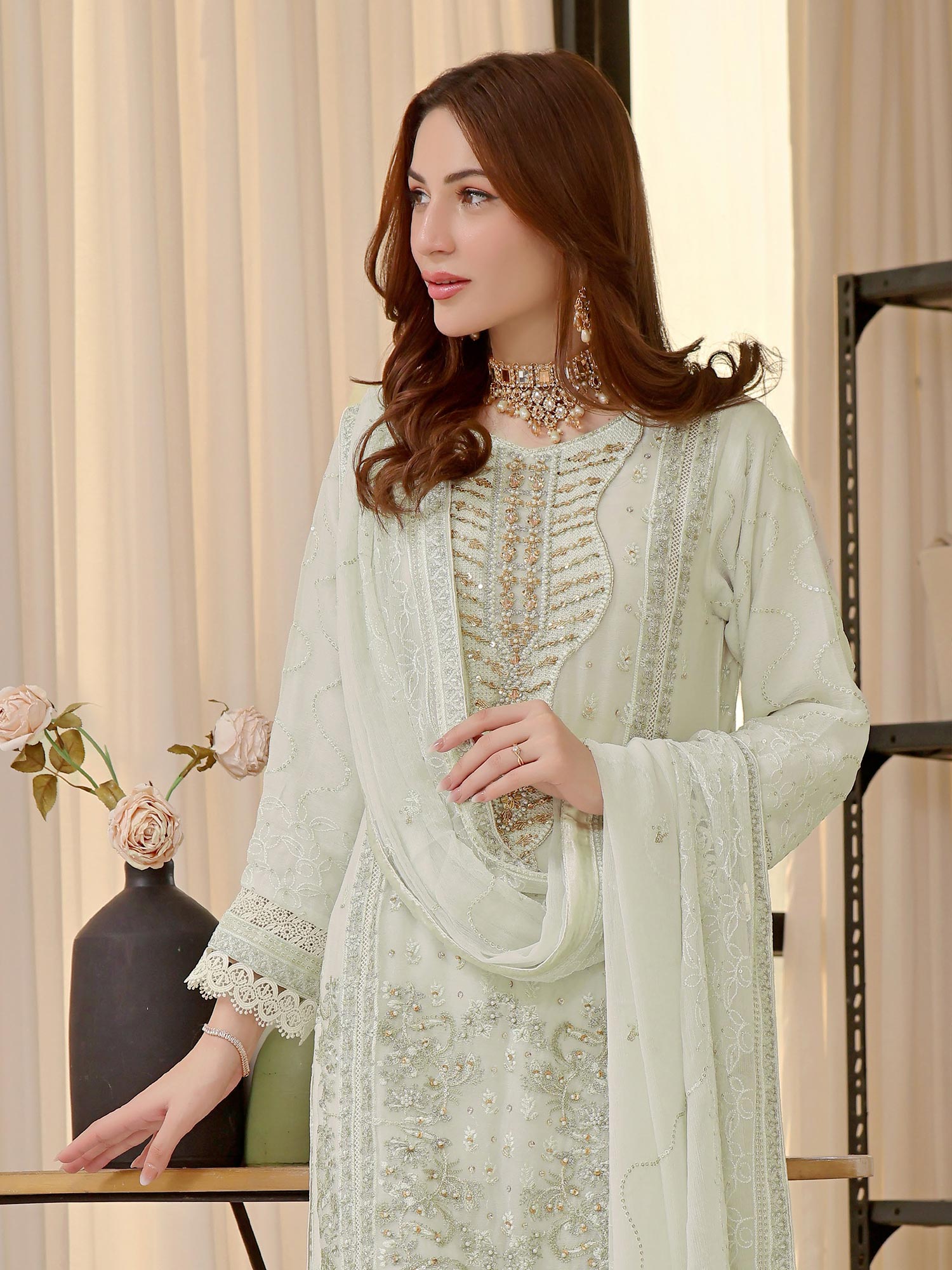 Wardah Uzair "Baag-e-Bahar" Luxury Embroidered Chiffon Suit - Mehak
