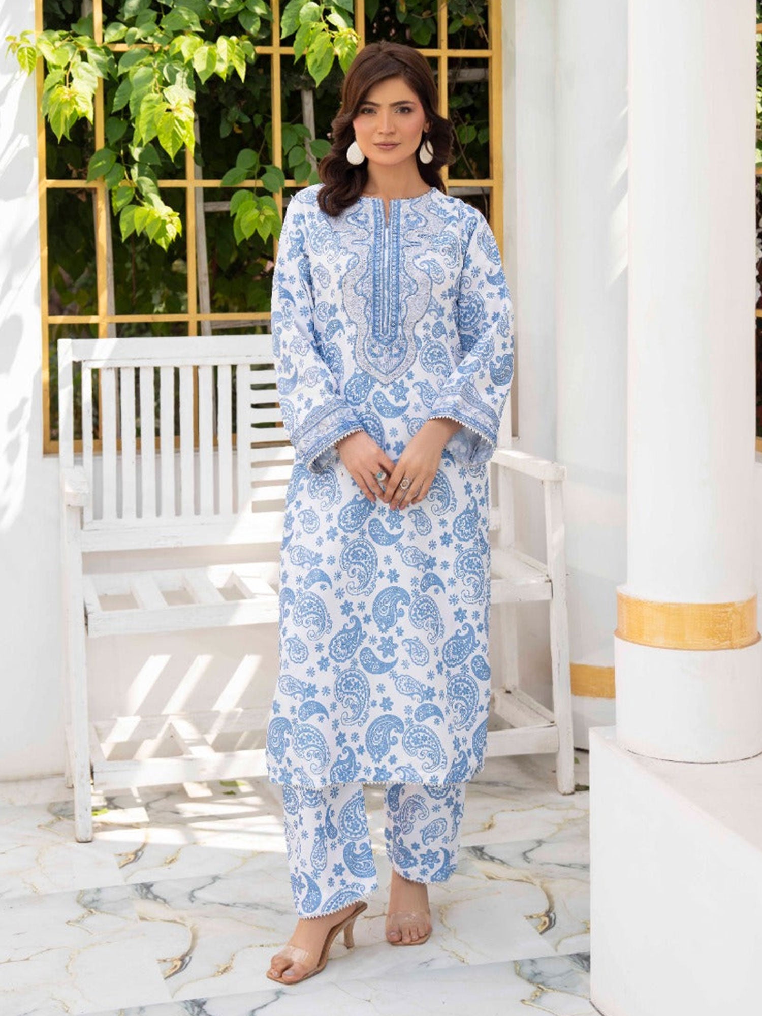 Raniya.H "Noir Garden" Silk Lawn Suit - Azure Paisley