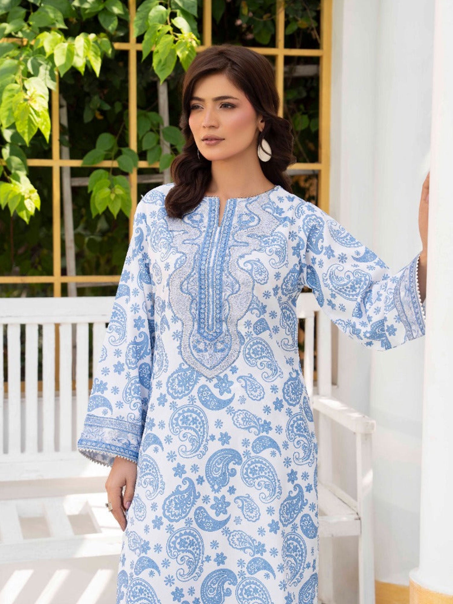 Raniya.H "Noir Garden" Silk Lawn Suit - Azure Paisley