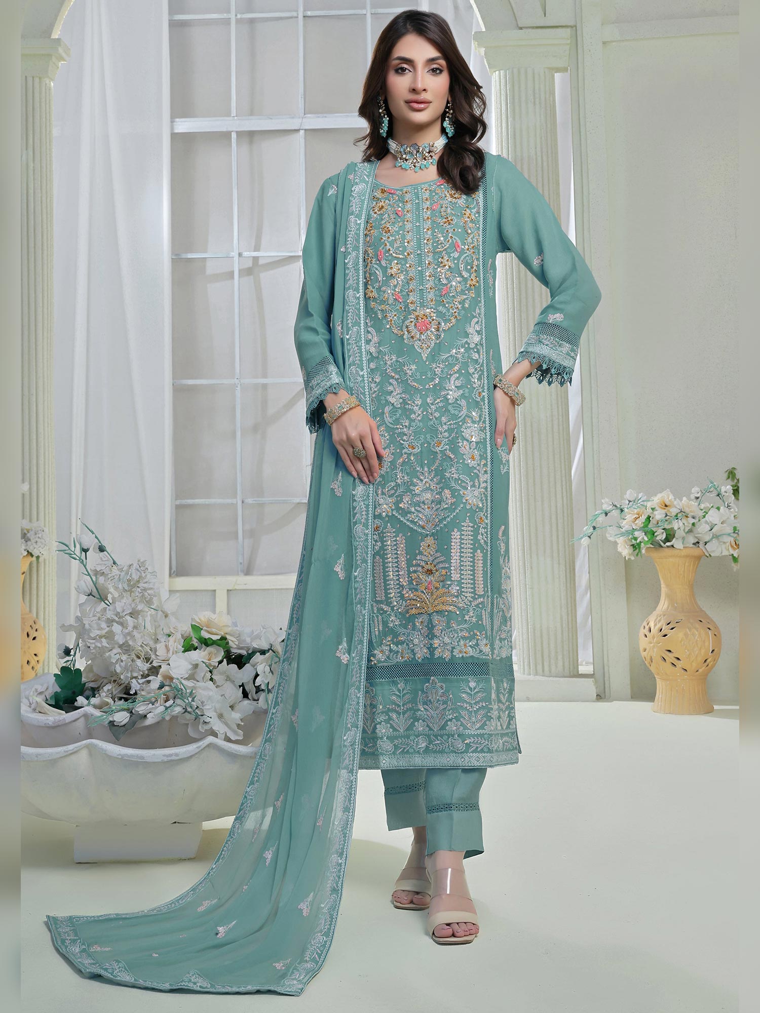 Wardah Uzair "Festive Soiree" Lux Embroidered Chiffon Suit - Opulence