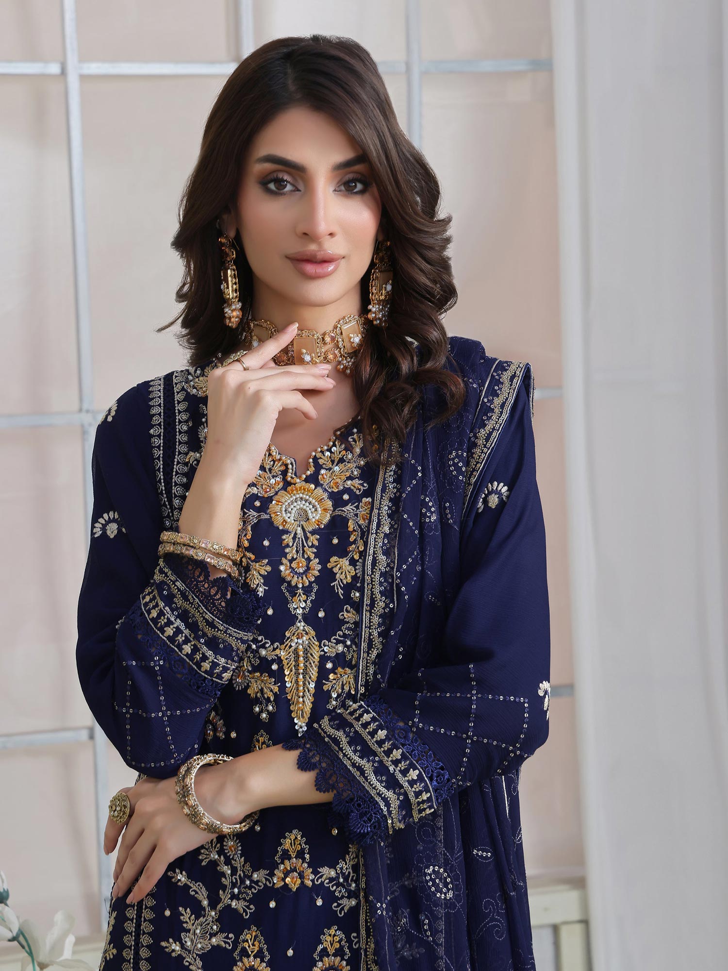 Wardah Uzair "Festive Soiree" Lux Embroidered Chiffon Suit - Revel