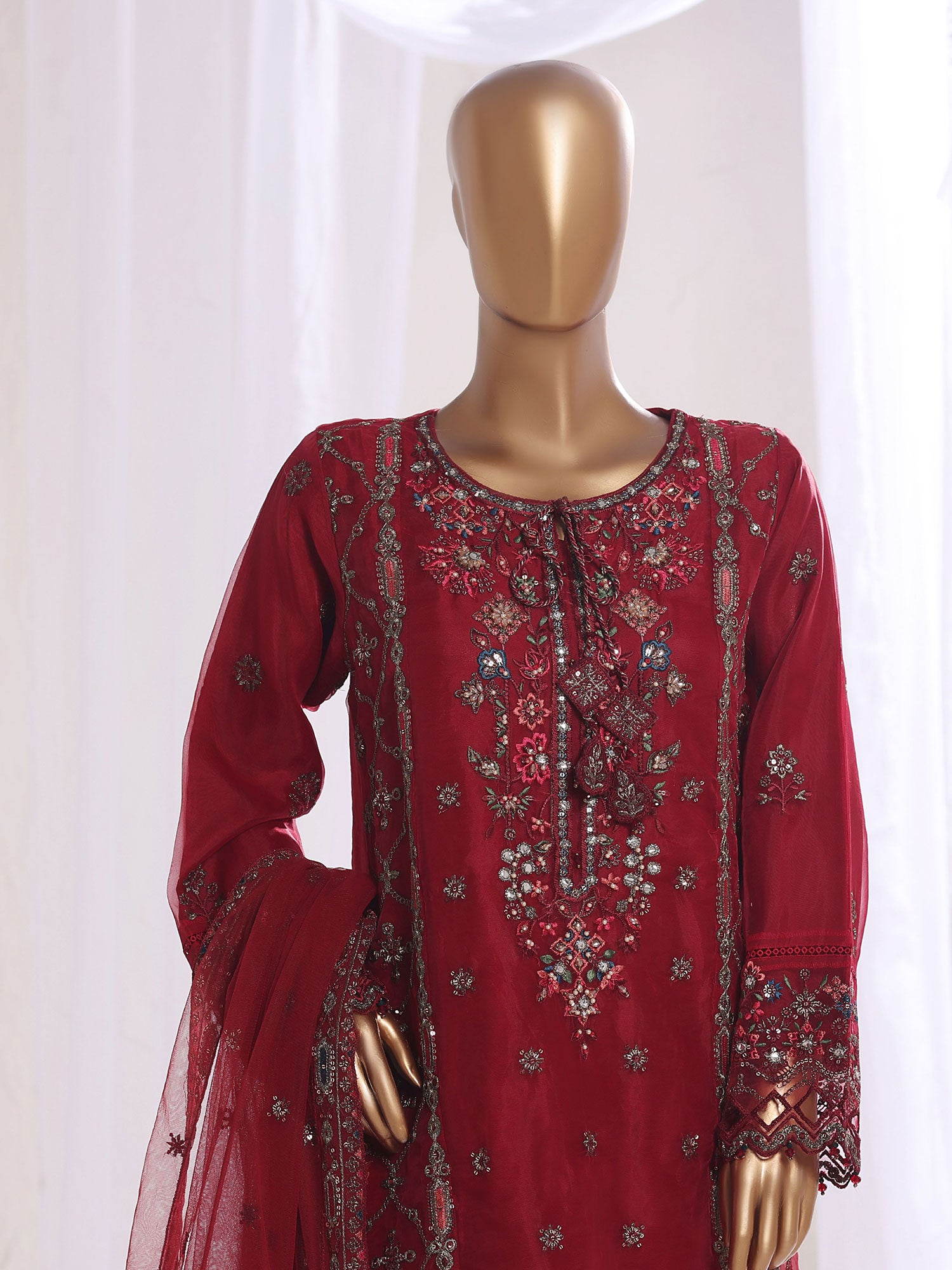 Sadabahar "Mahpara Vol.16" Festive Embroidered Chiffon Suit - Red