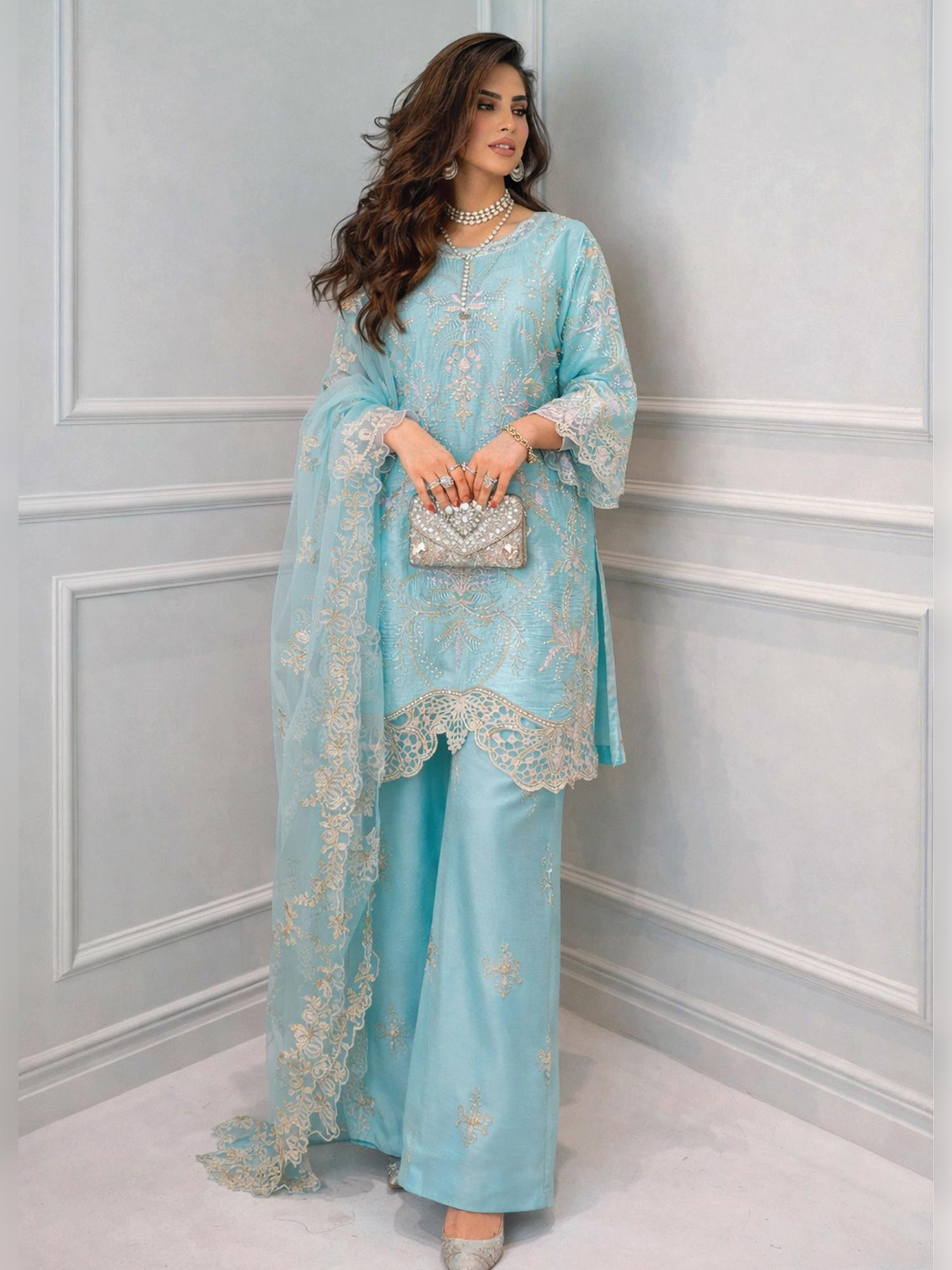 Raniya.H "Eid Edit '26" Premium Viscose Suit - Aqua Noor