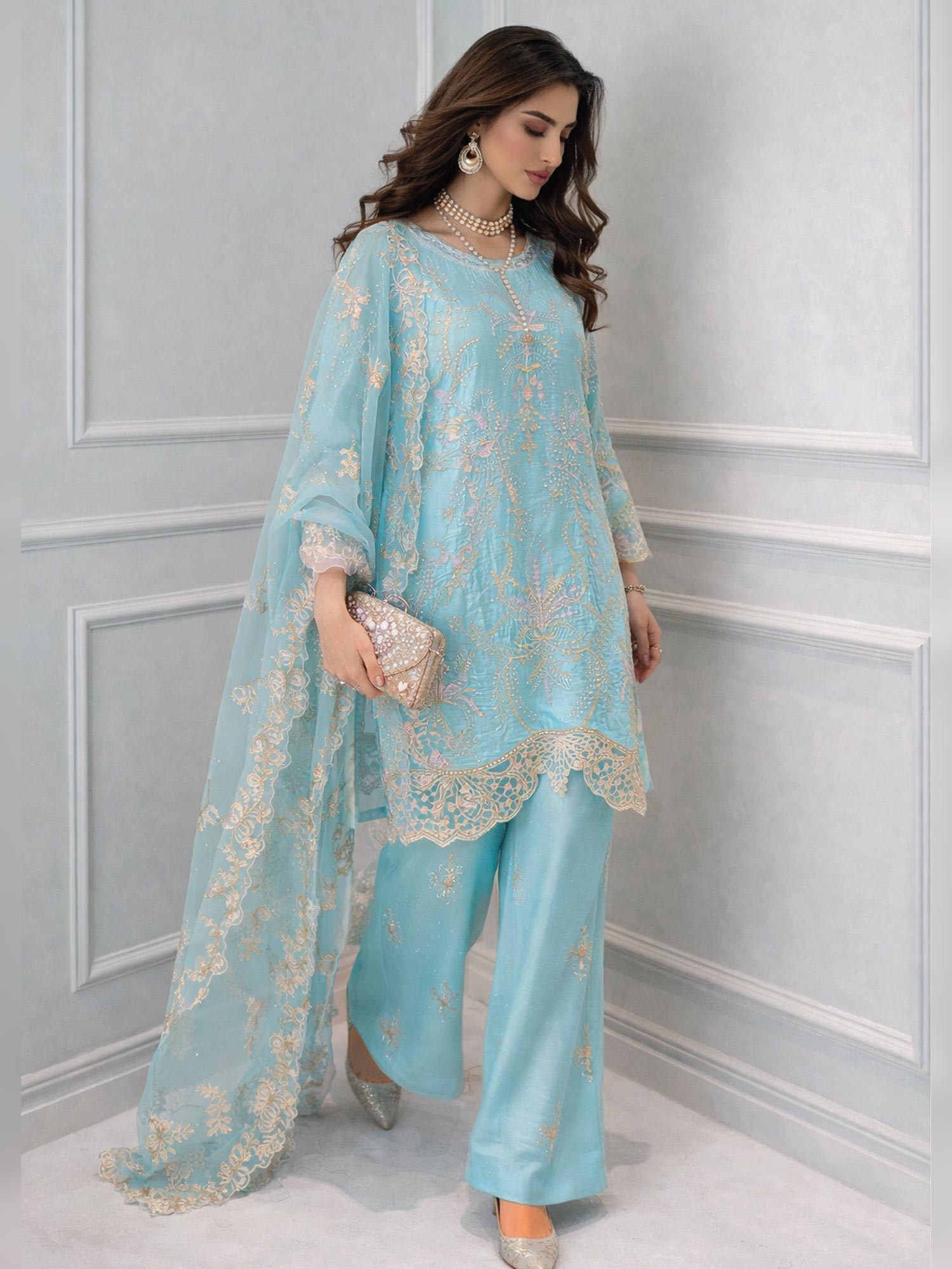 Raniya.H "Eid Edit '26" Premium Viscose Suit - Aqua Noor