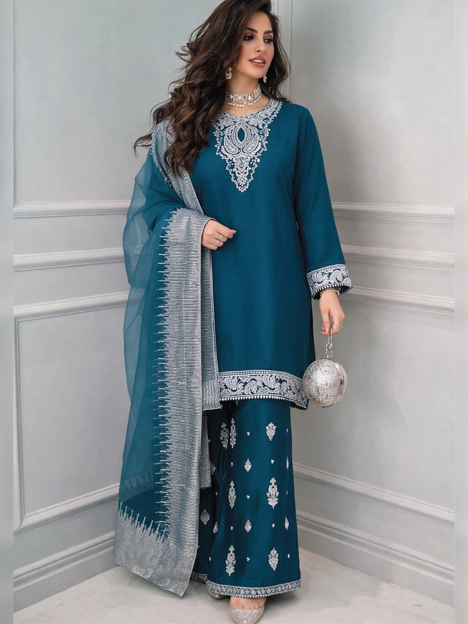 Raniya.H "Eid Edit '26" Premium Viscose Suit - Teal Serenity