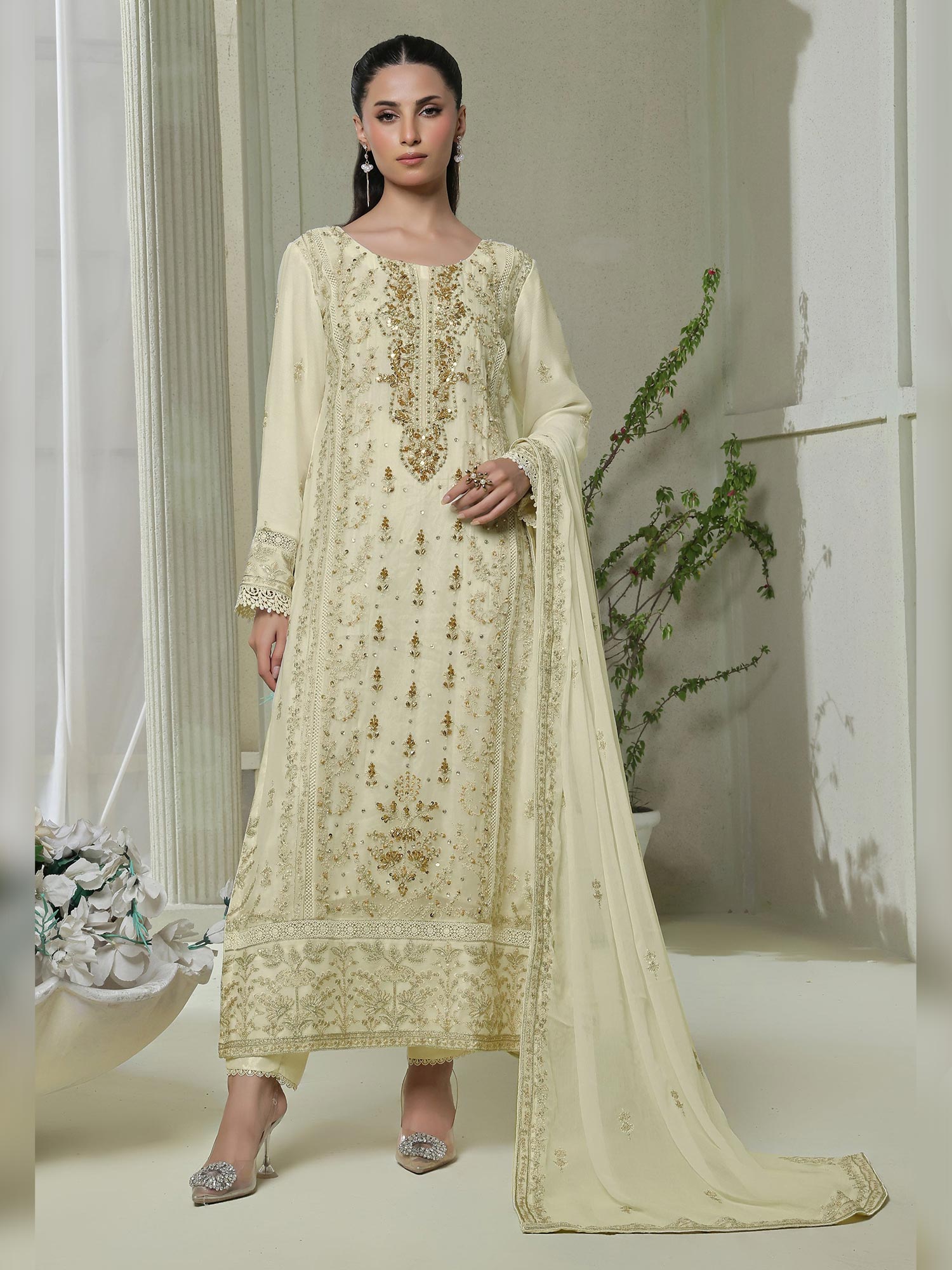Wardah Uzair "Festive Soiree" Lux Embroidered Chiffon Suit - Serenade