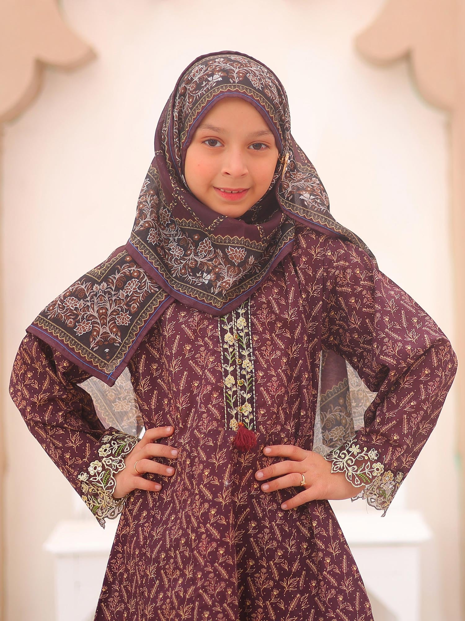 Kids Deep Purple Casual Swiss Lawn 3-Piece Suit