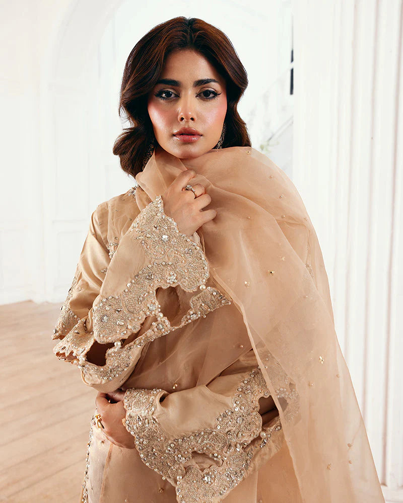 Ally's Gold-Beige Masoori 3-Piece Suit (AN106)