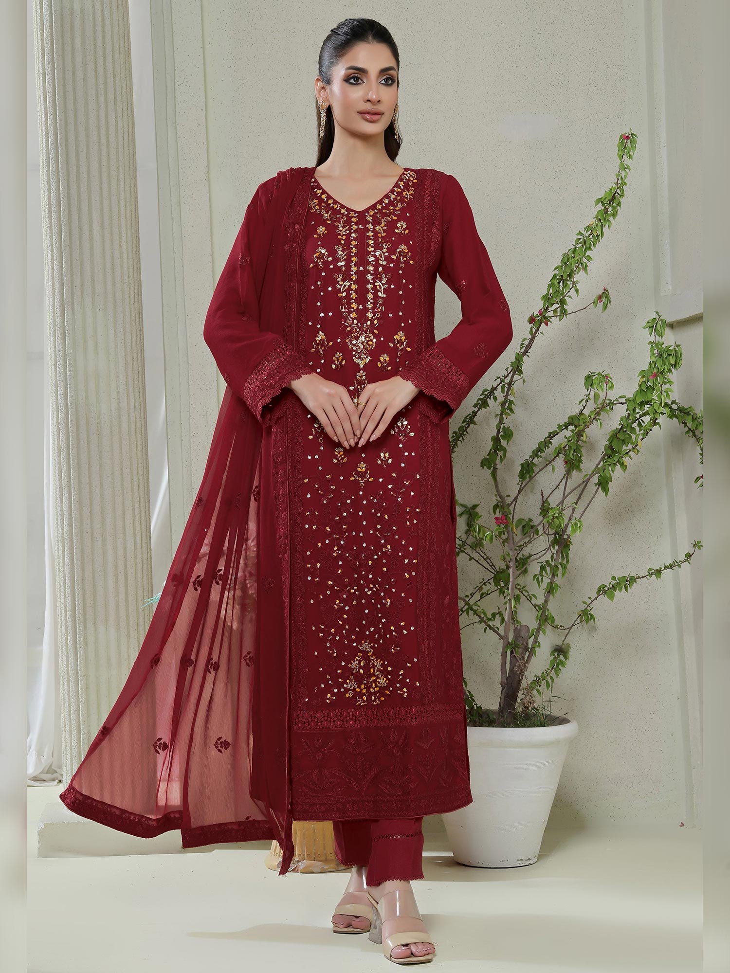 Wardah Uzair "Festive Soiree" Lux Embroidered Chiffon Suit - Vogue